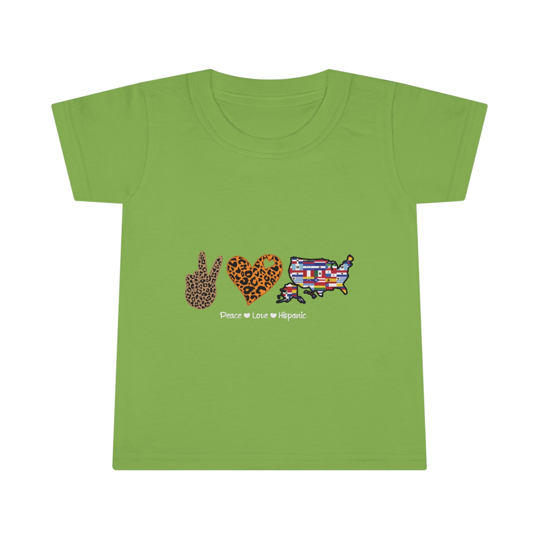 Leopard Peace, Love, Hispanic - Hispanic Heritage Month Toddler T-shirt