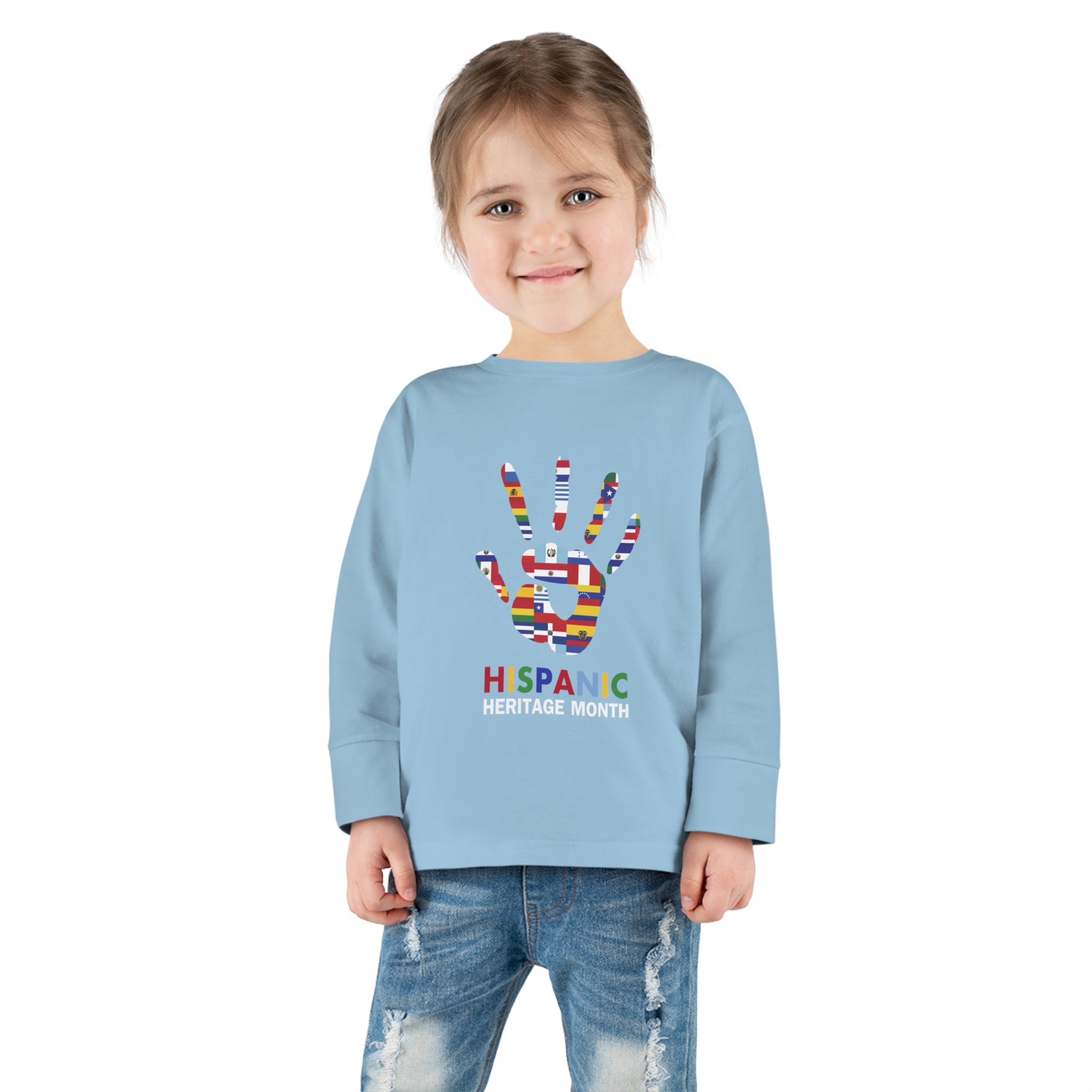 Flag Handprint - Hispanic Heritage Month Toddler Long Sleeve Tee