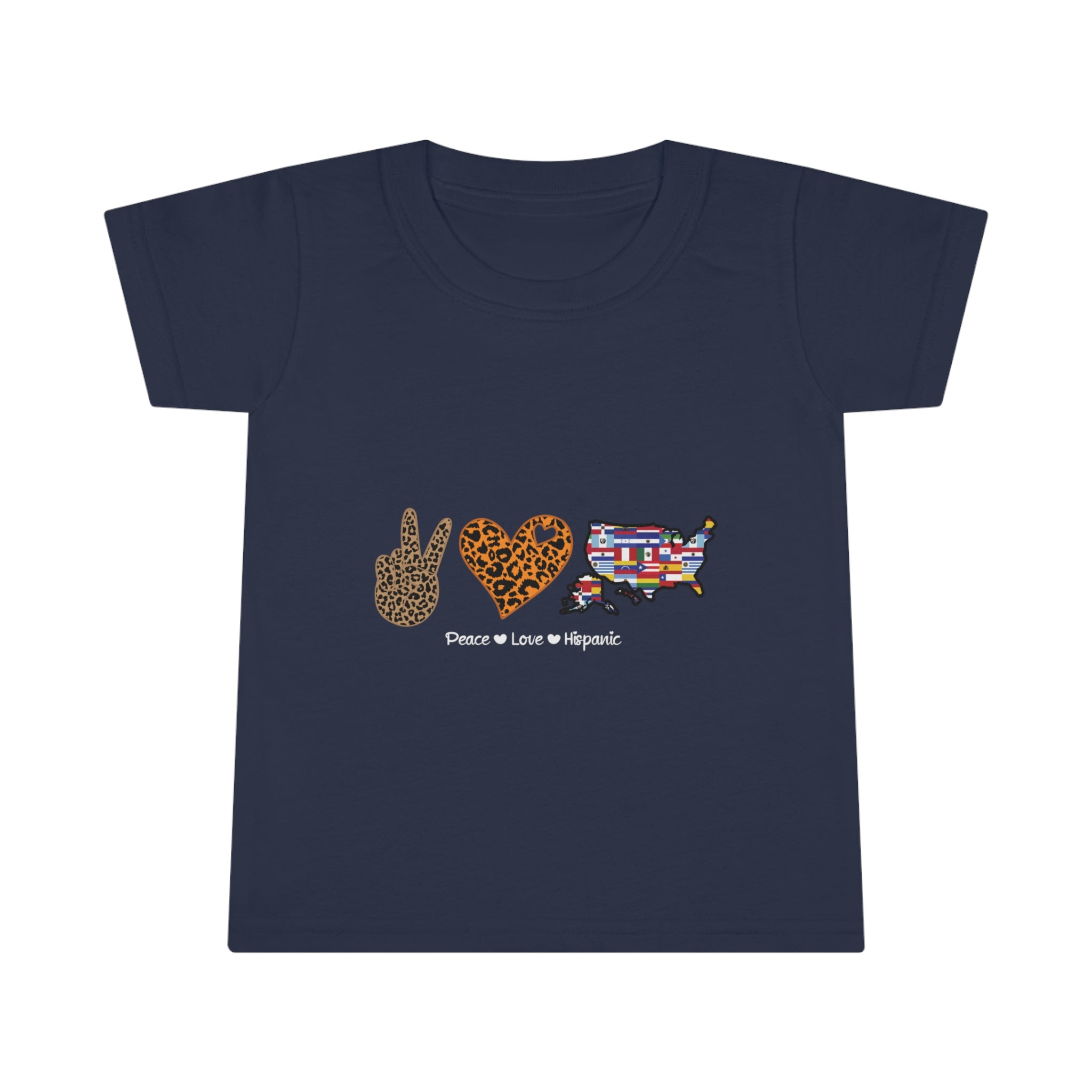 Leopard Peace, Love, Hispanic - Hispanic Heritage Month Toddler T-shirt