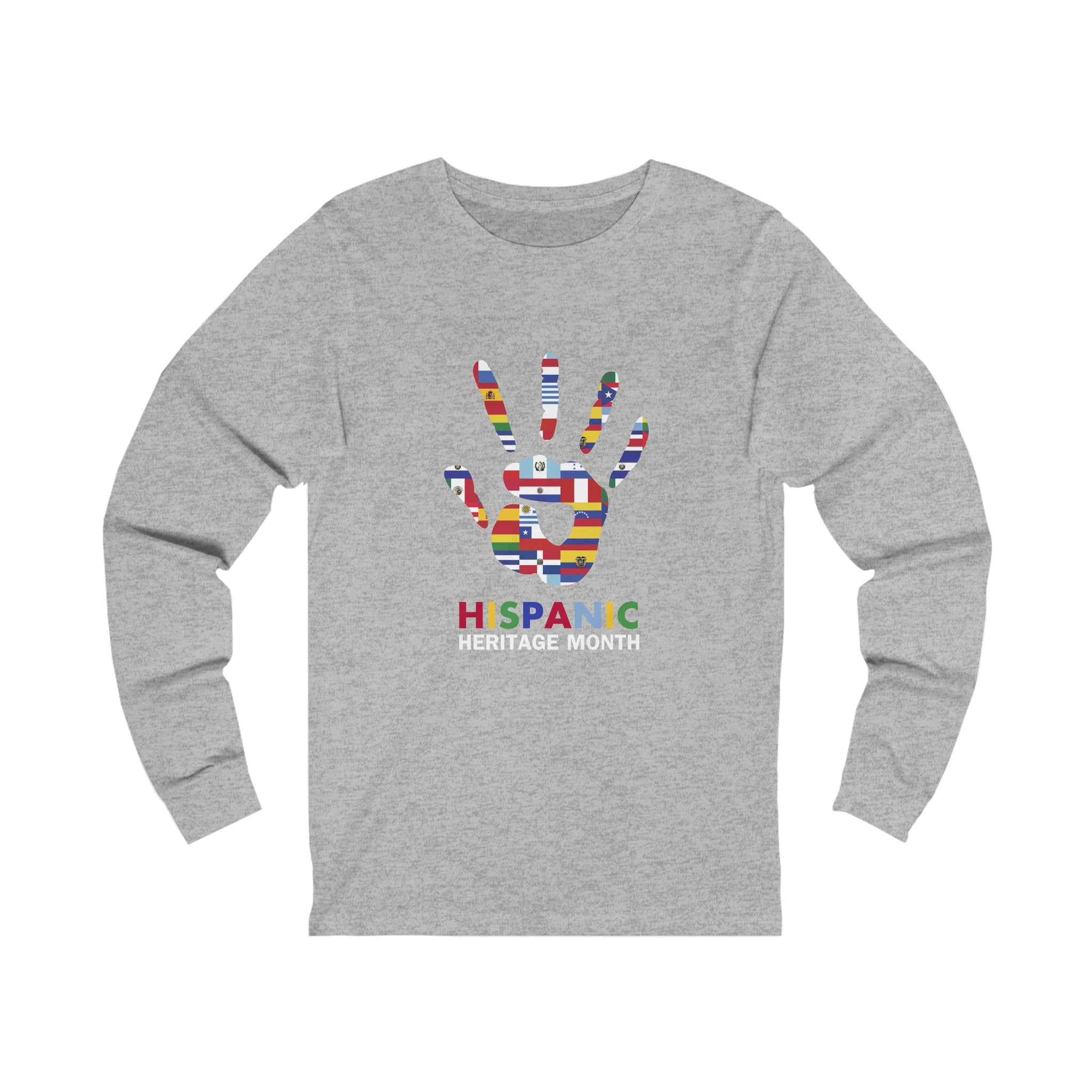Flag Handprint - Hispanic Heritage Month Unisex  Long Sleeve Tee