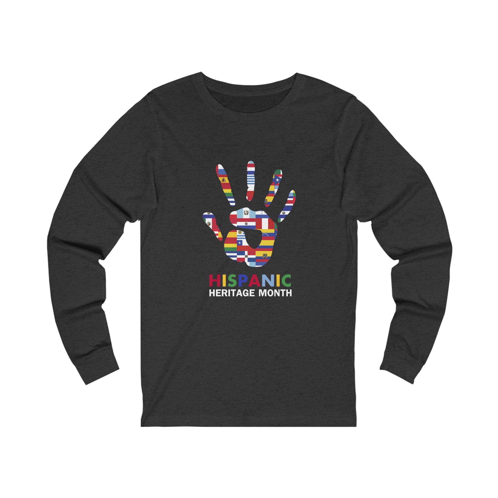 Flag Handprint - Hispanic Heritage Month Unisex  Long Sleeve Tee