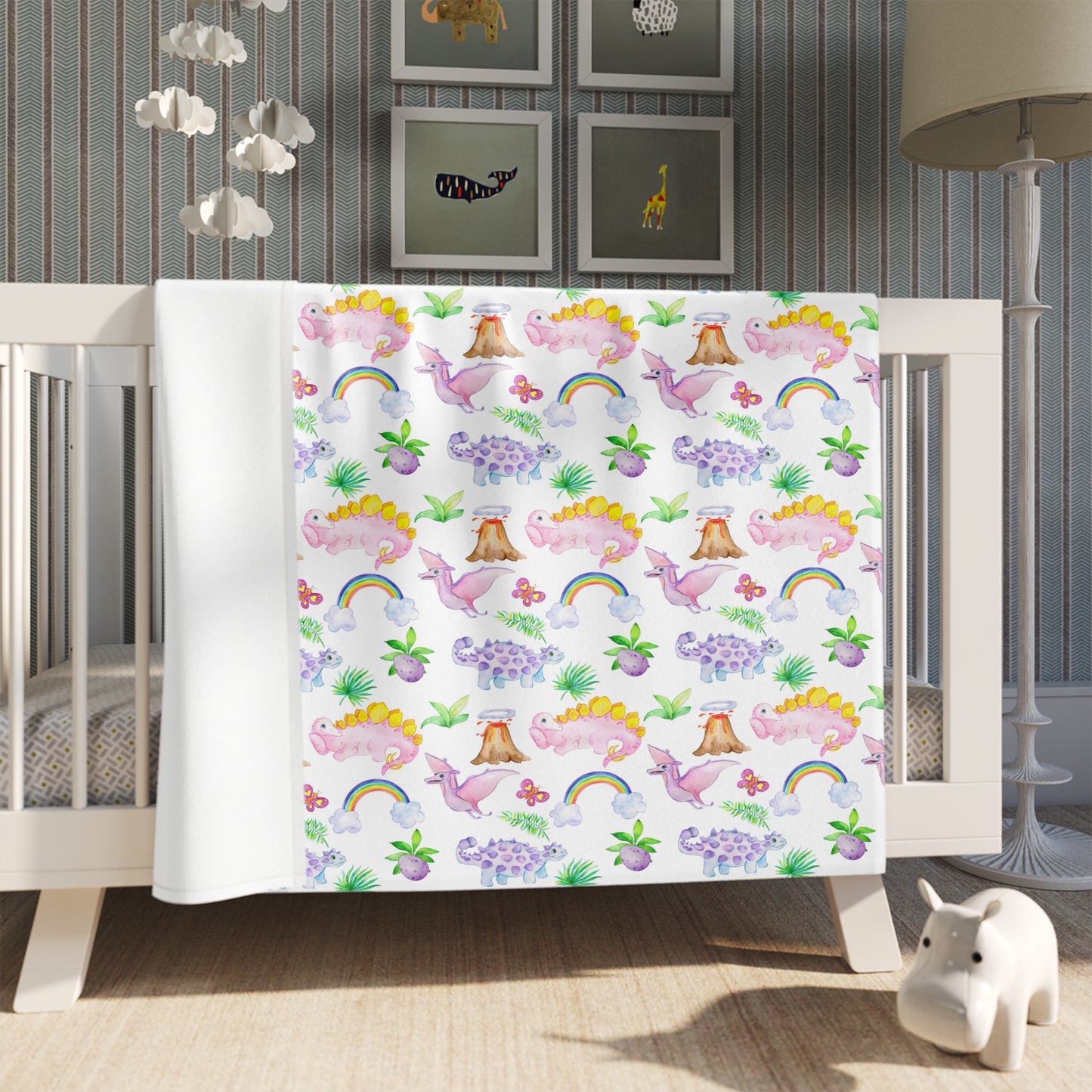 Dino Pattern, Baby Blanket, Dino Baby Blanket, Throw Blanket