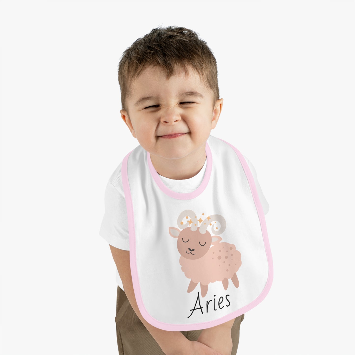 Aries Bib, Aries Baby Bib, Zodiac Sign Bib, Baby Contrast Trim Jersey Bib