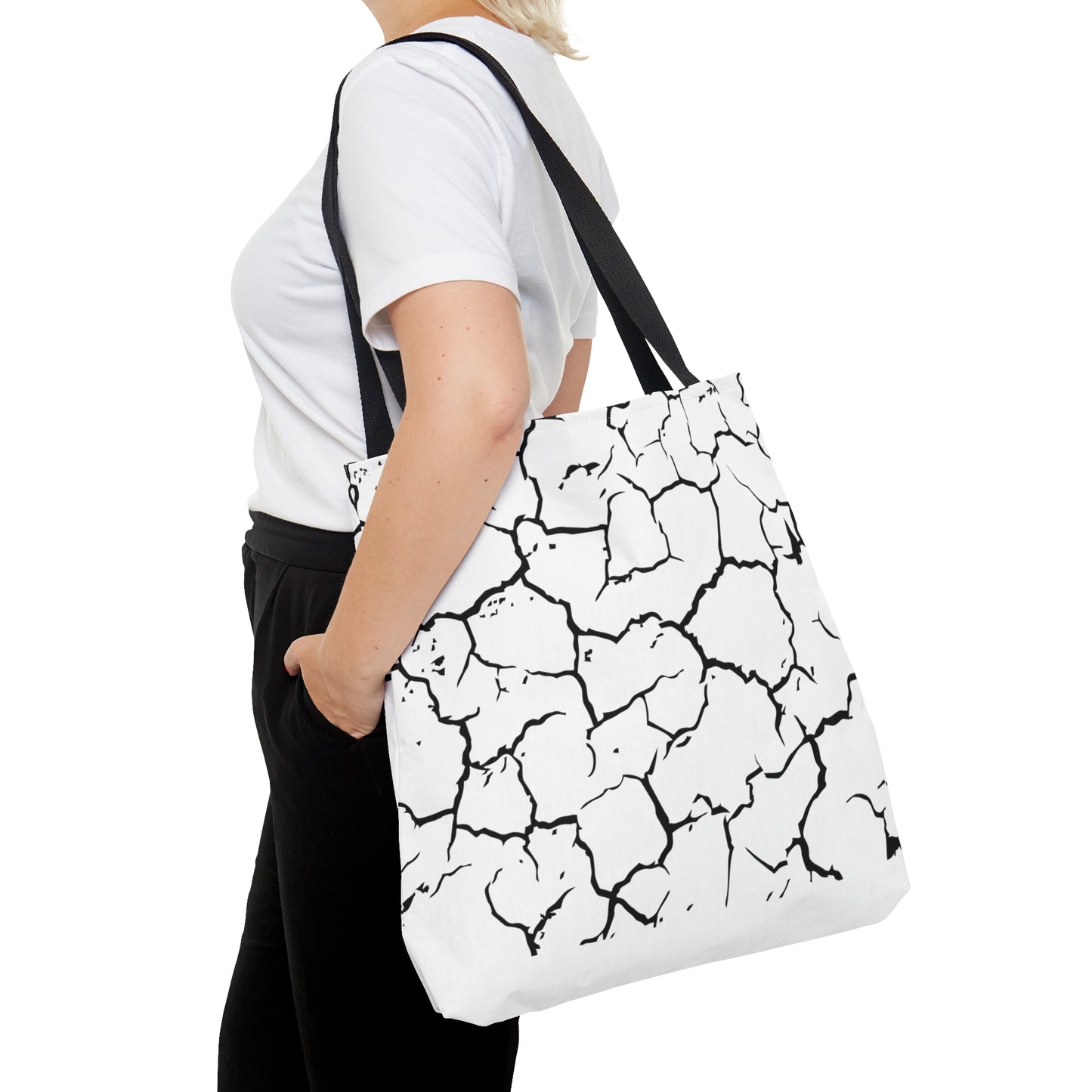 Cracked Black & WhiteTote Bag (AOP)