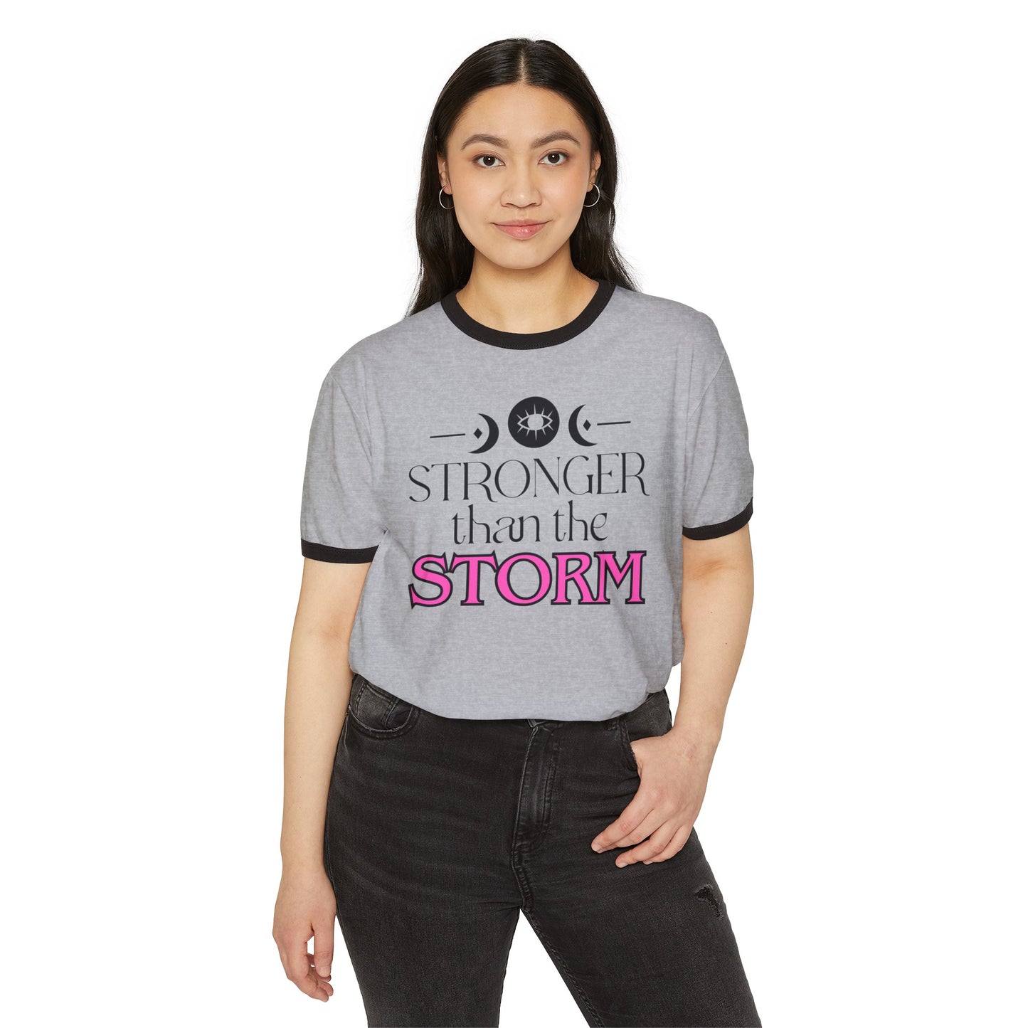 Stronger Than The Storm, Stronger Than The Storm Tee, Stronger Than The Storm Ringer Tee, Unisex Cotton Ringer T-Shirt