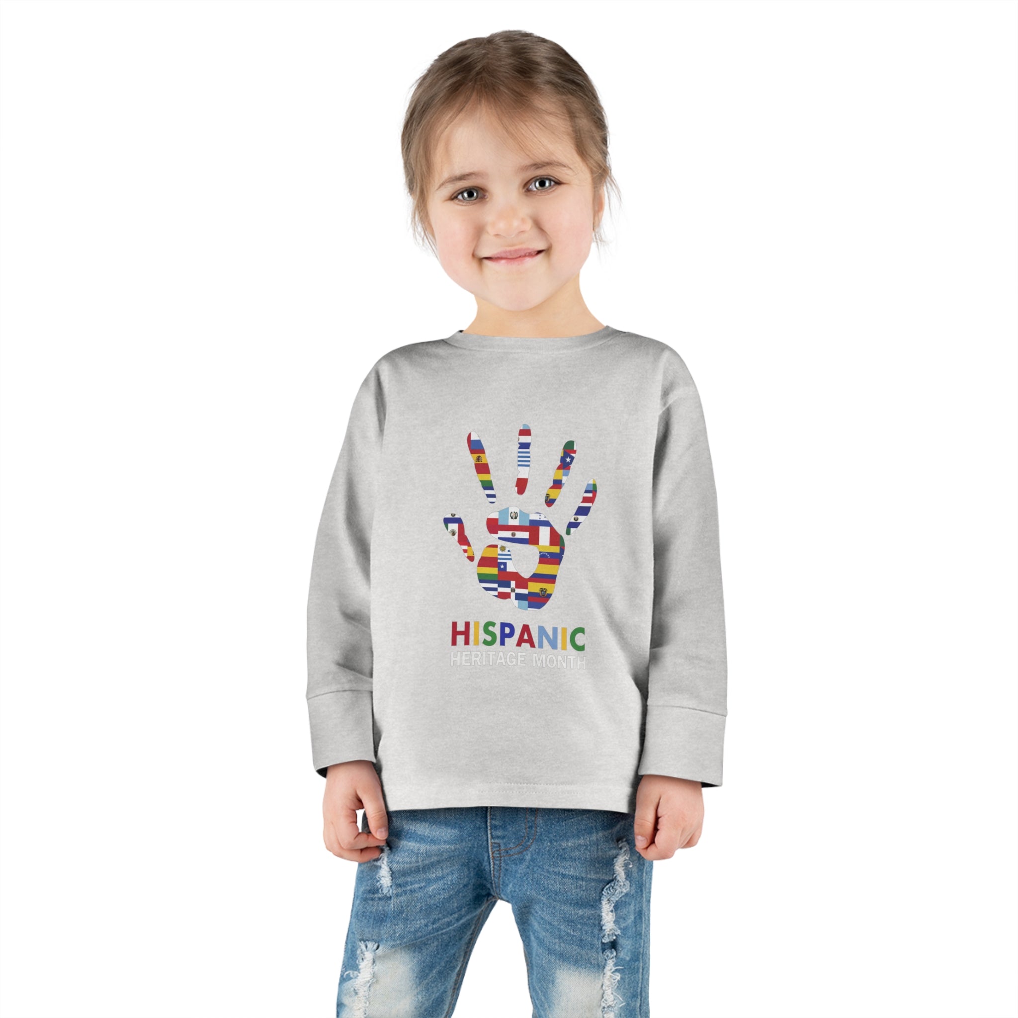Flag Handprint - Hispanic Heritage Month Toddler Long Sleeve Tee