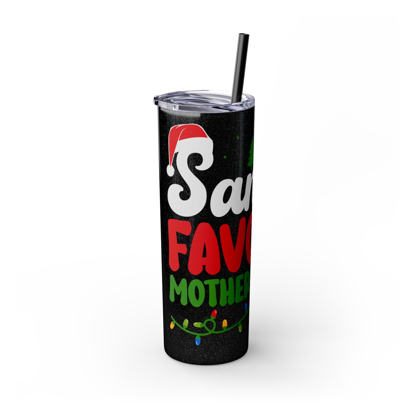 Santa's Favorite Mother-In-Law Skinny Tumbler with Straw, 20oz