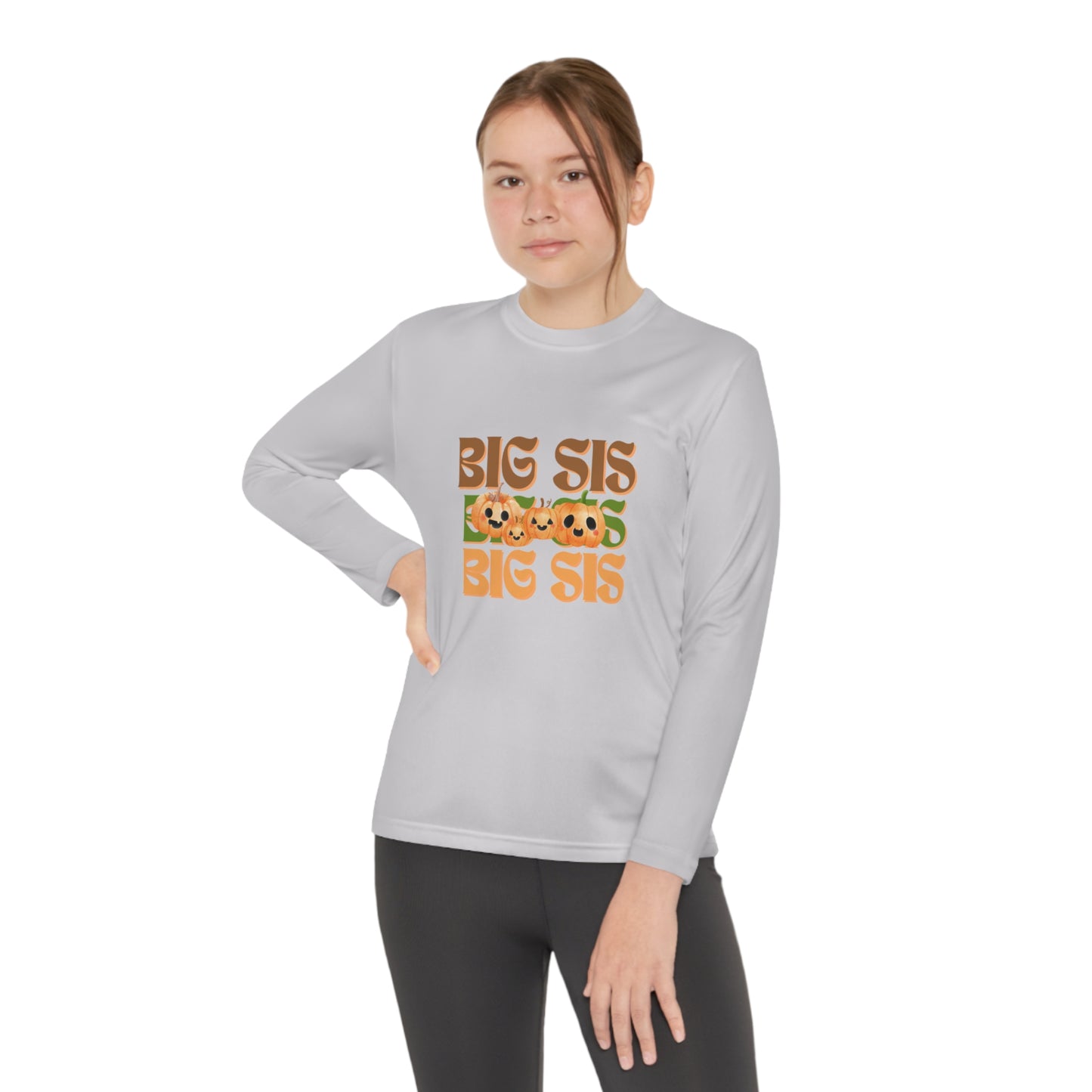 Big Sis Pumpkin Youth Long Sleeve Competitor Tee