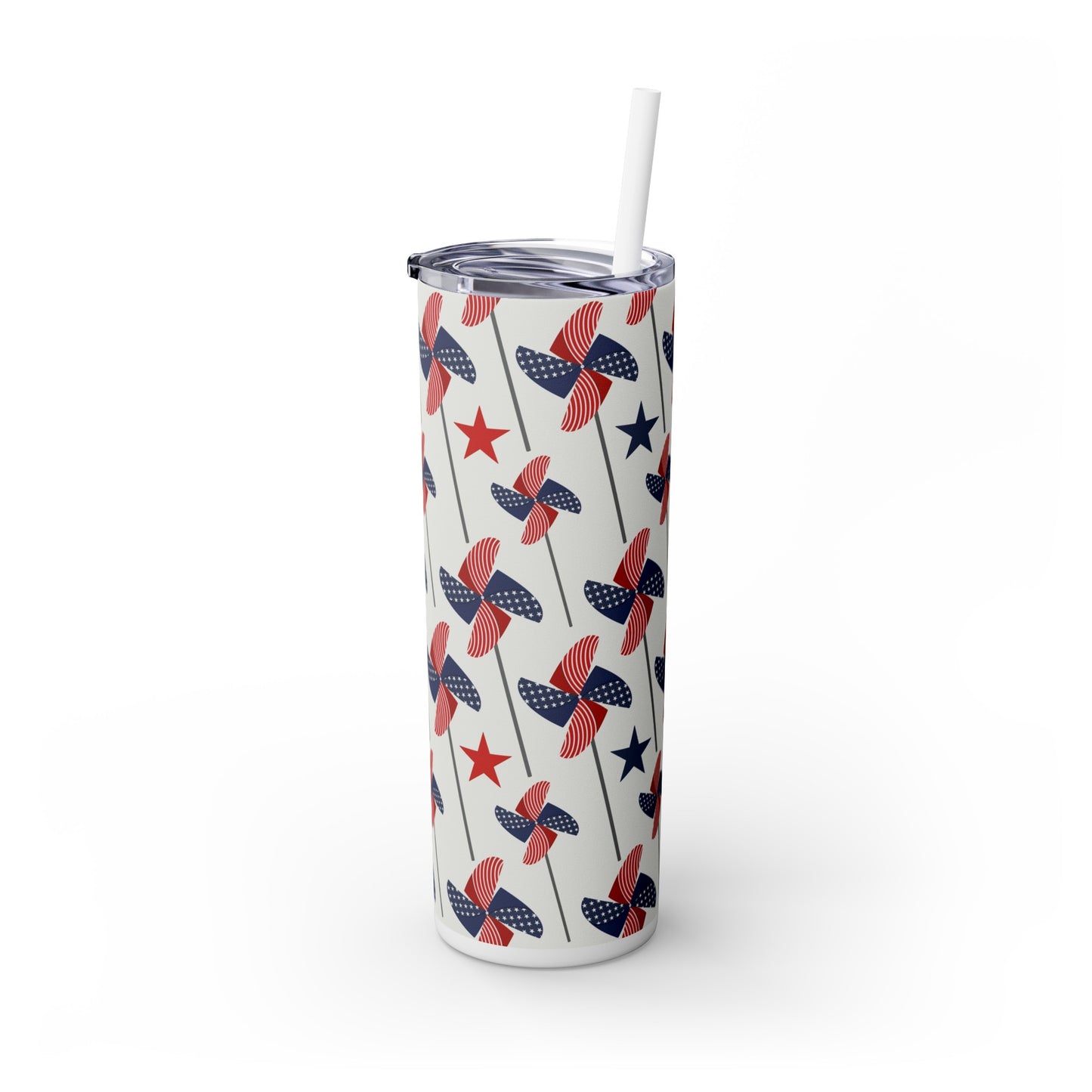 Pinwheel American Flag Skinny Tumbler with Straw, 20oz