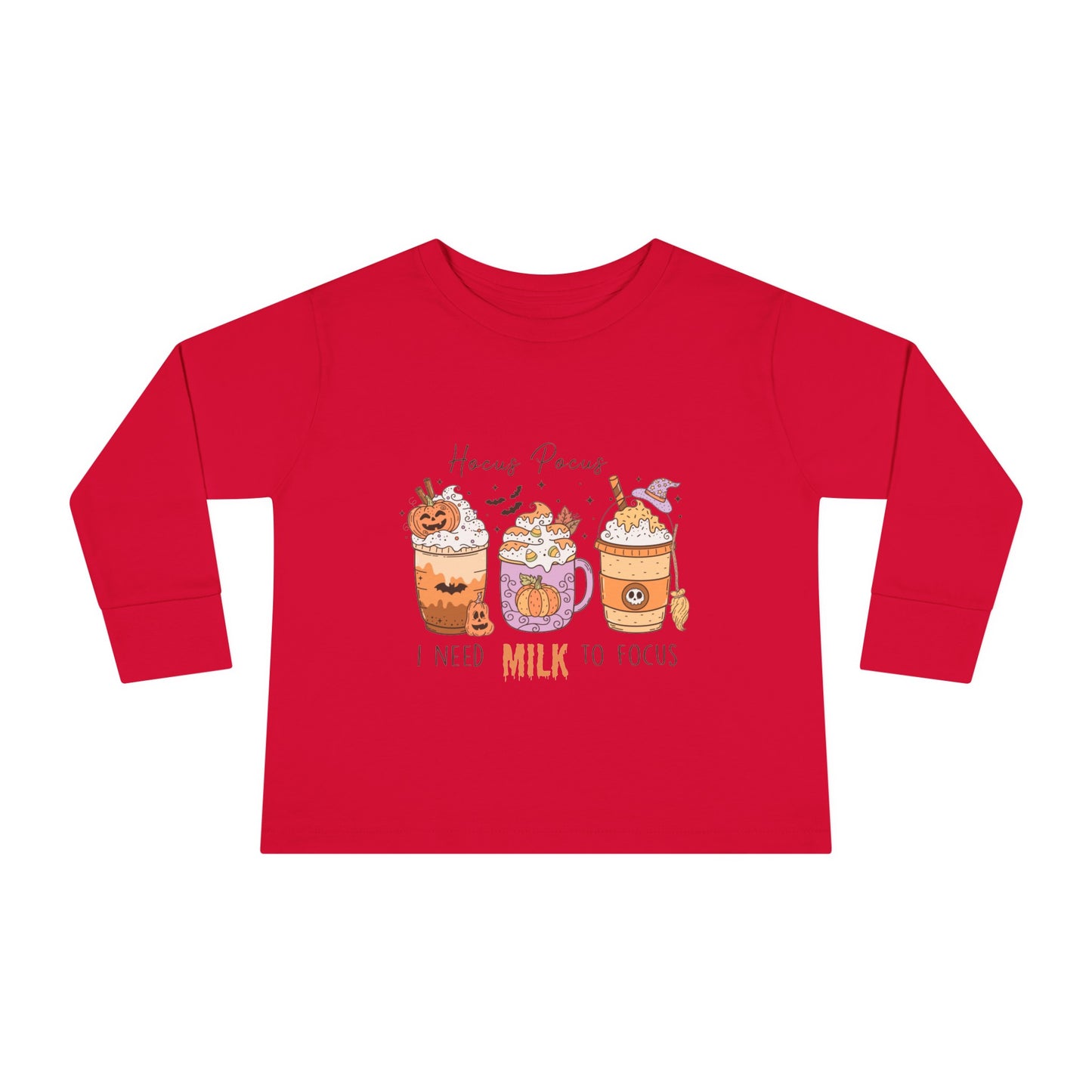 Hocus Pocus I Need Milk To Focus Toddler Long Sleeve Tee