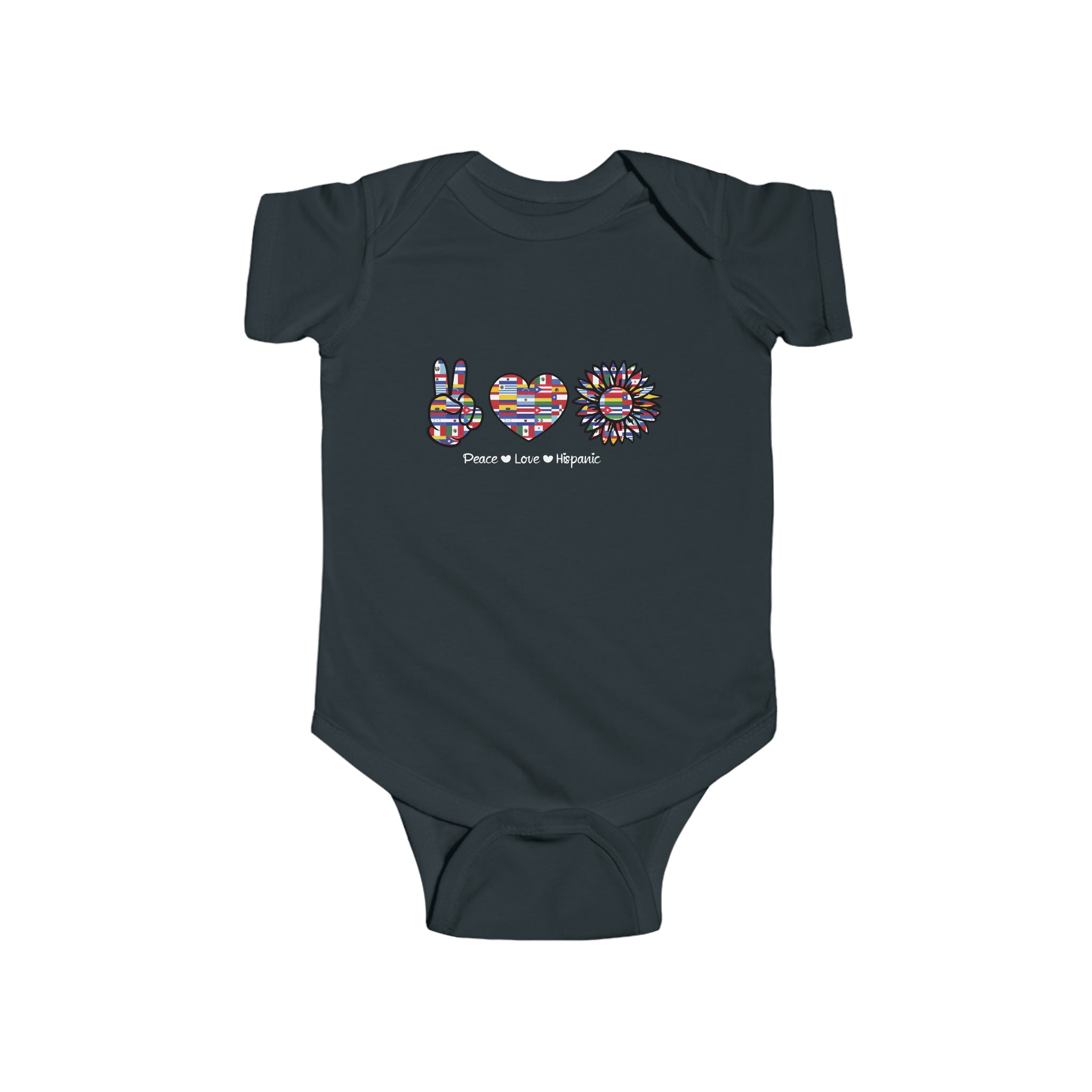 Peace, Heart, Flower Flag -  Hispanic Heritage Month Infant  Bodysuit