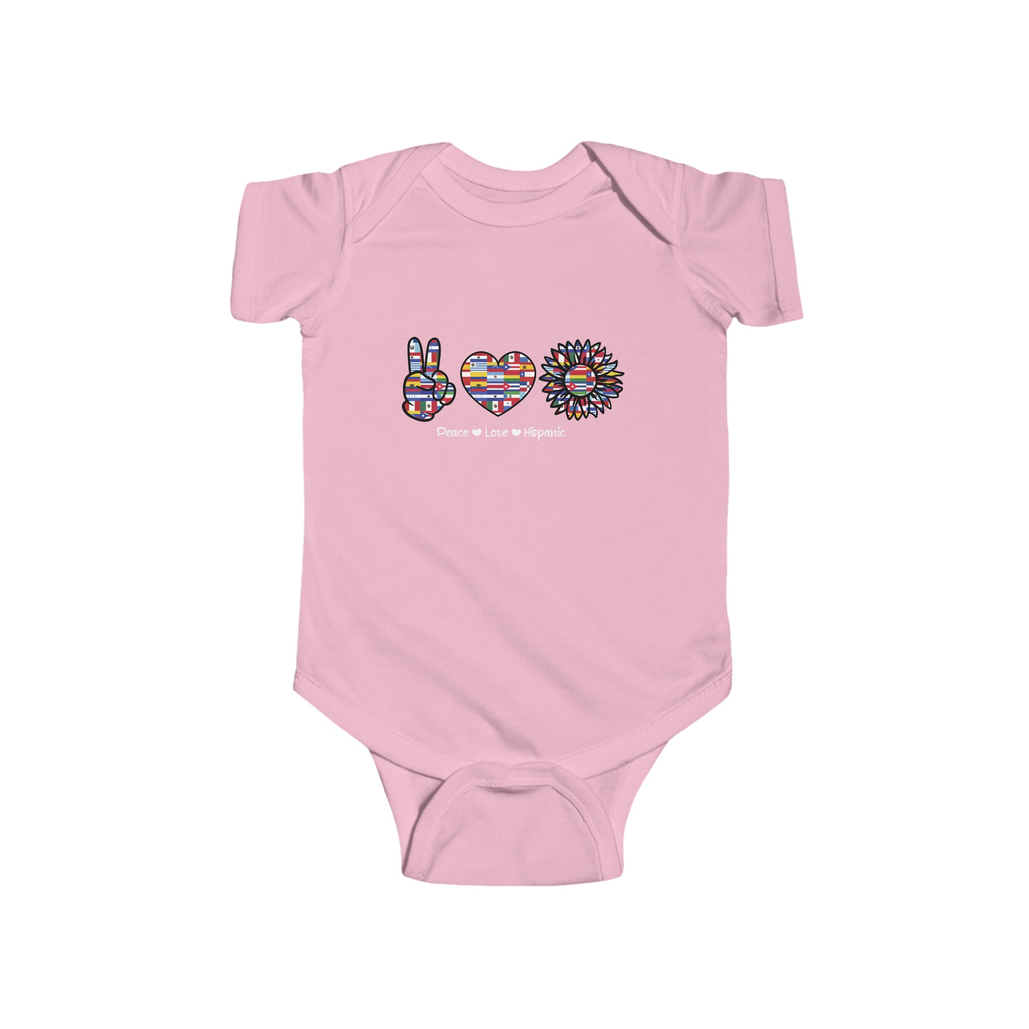 Peace, Heart, Flower Flag -  Hispanic Heritage Month Infant  Bodysuit