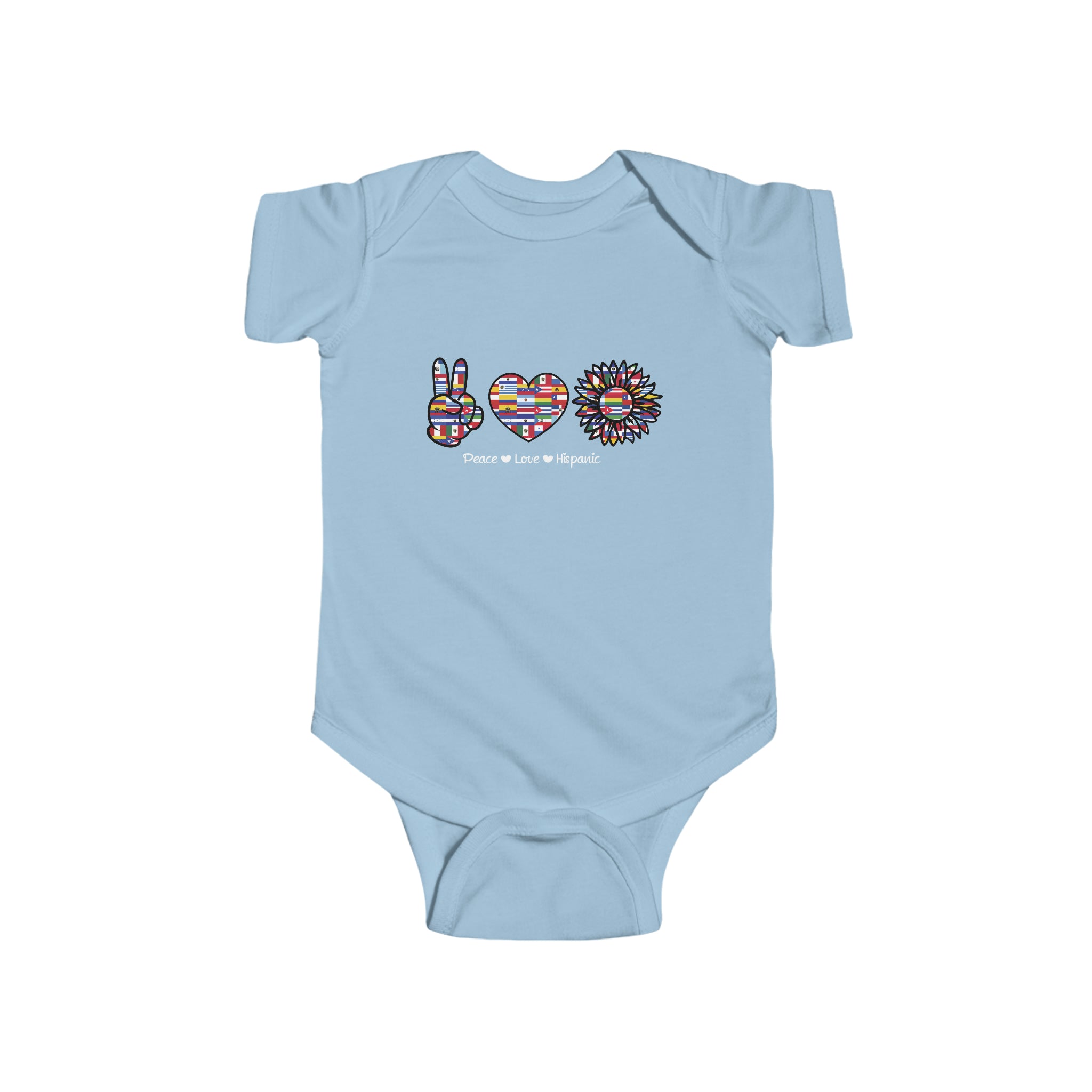 Peace, Heart, Flower Flag -  Hispanic Heritage Month Infant  Bodysuit