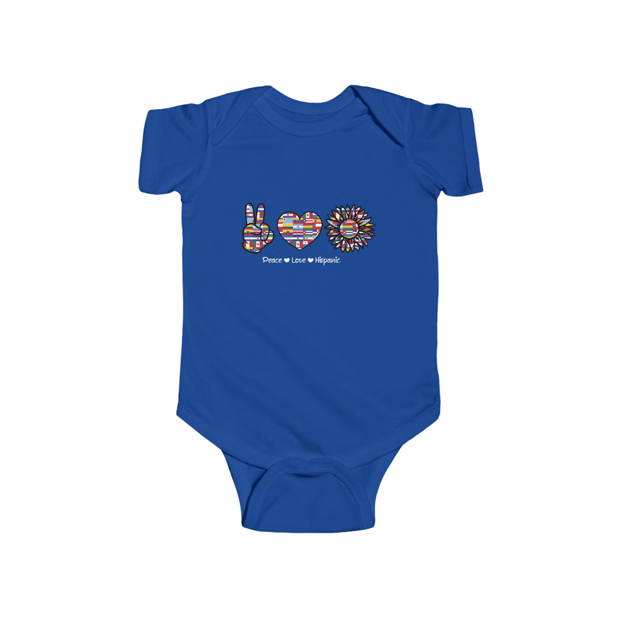 Peace, Heart, Flower Flag -  Hispanic Heritage Month Infant  Bodysuit
