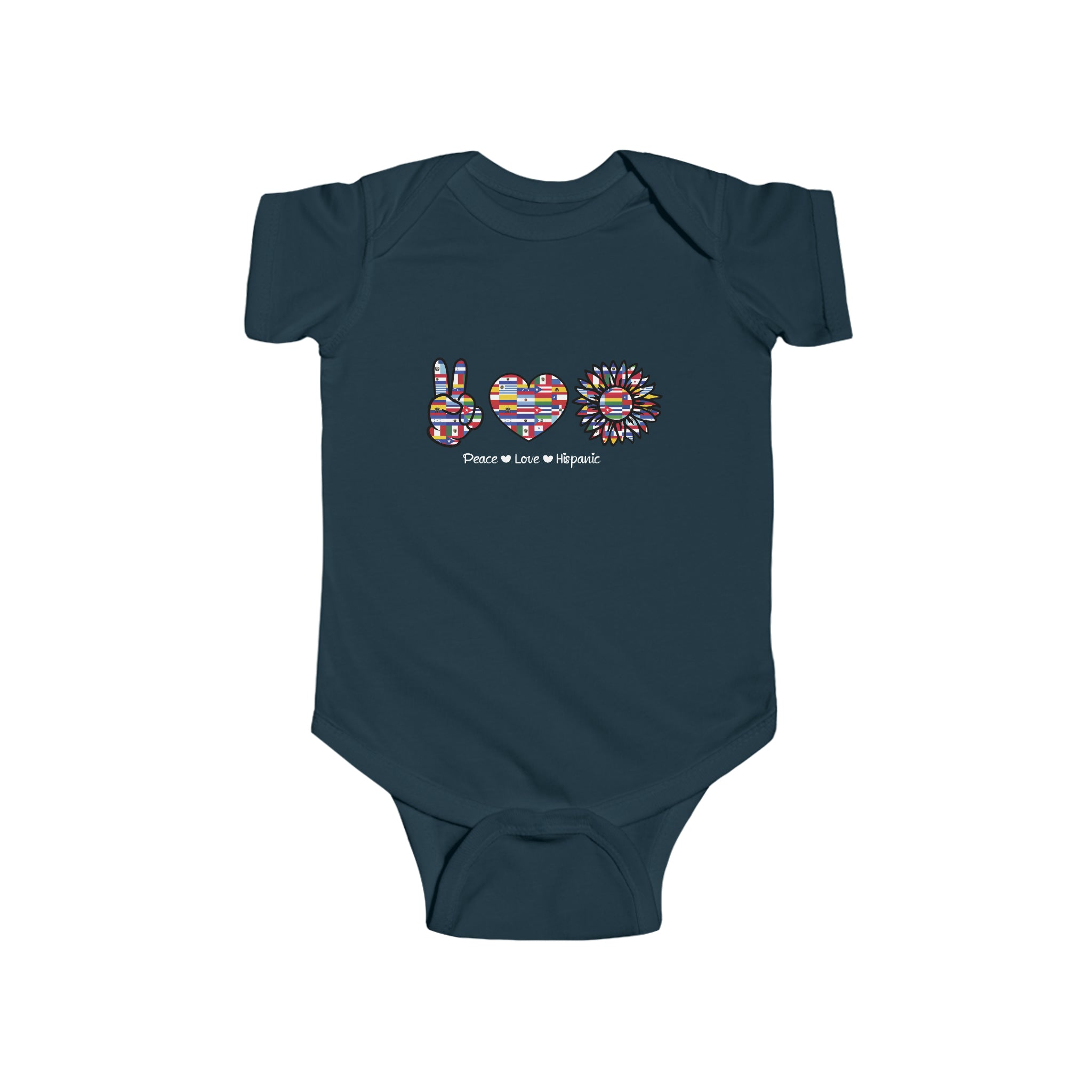 Peace, Heart, Flower Flag -  Hispanic Heritage Month Infant  Bodysuit