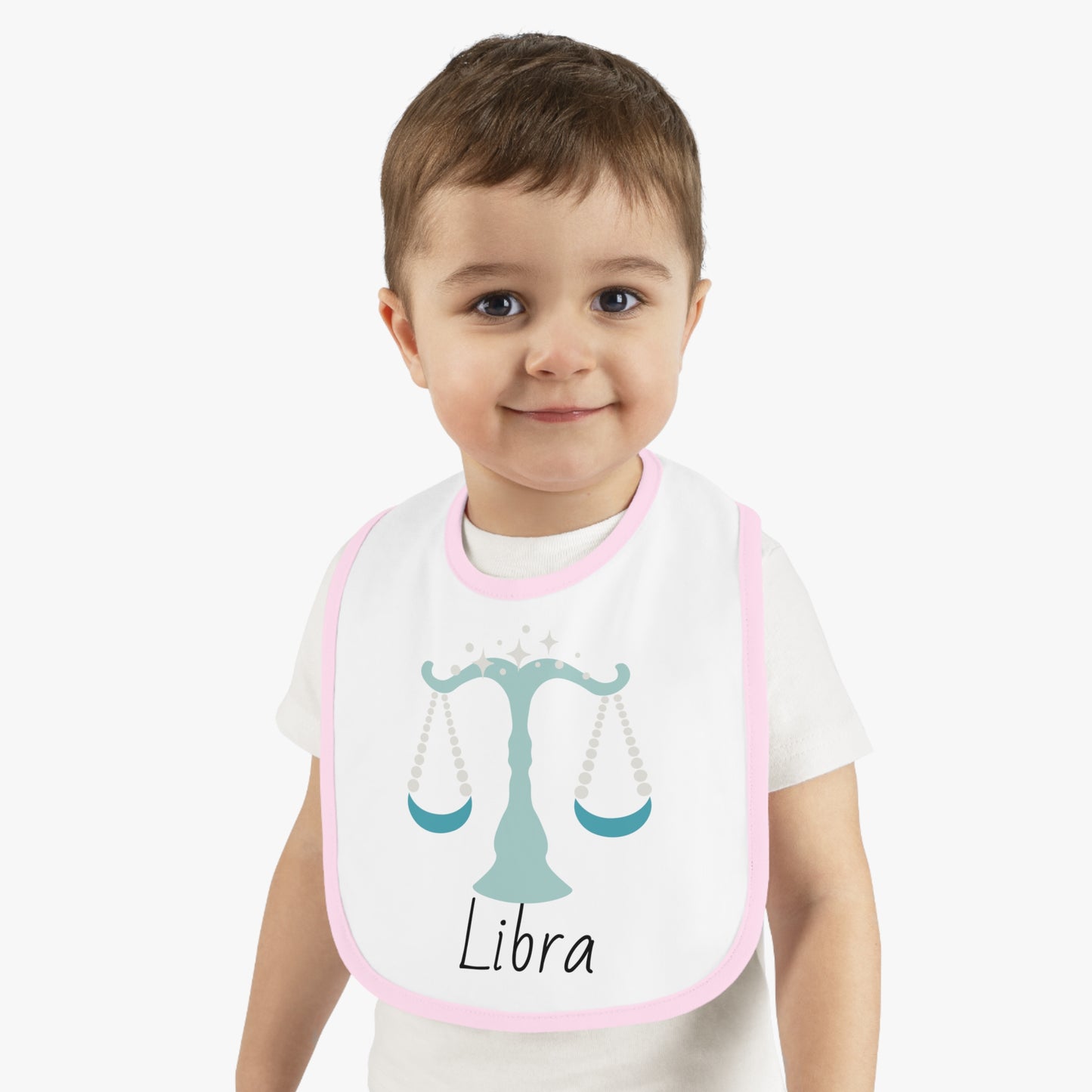 Libra Bib, Libra Baby Bib, Zodiac Sign Bib, Baby Contrast Trim Jersey Bib