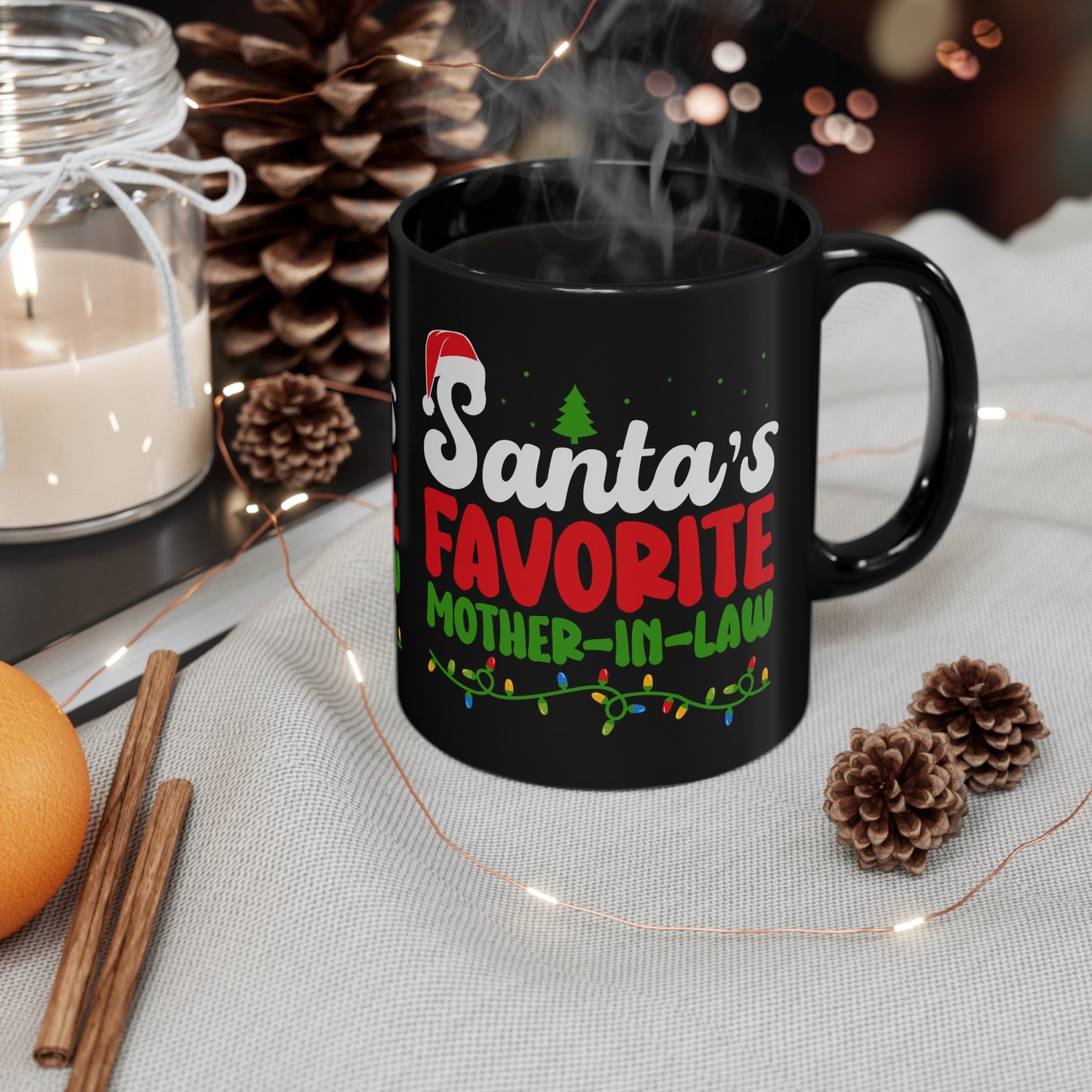 Santa's Favorite Mother-In-Law 11oz Black Mug