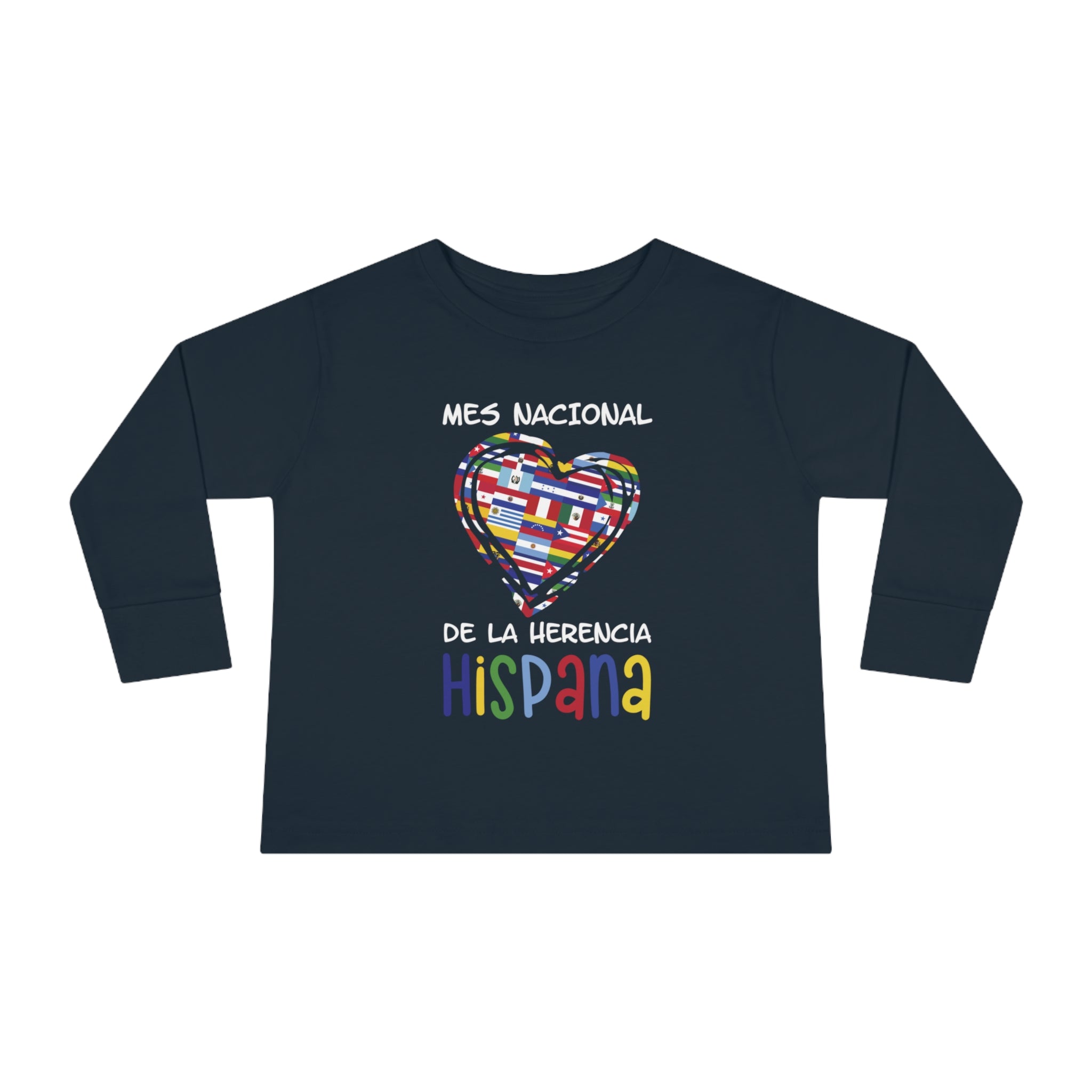 Mes Nacional Heart - Hispanic Heritage Month Toddler Long Sleeve Tee