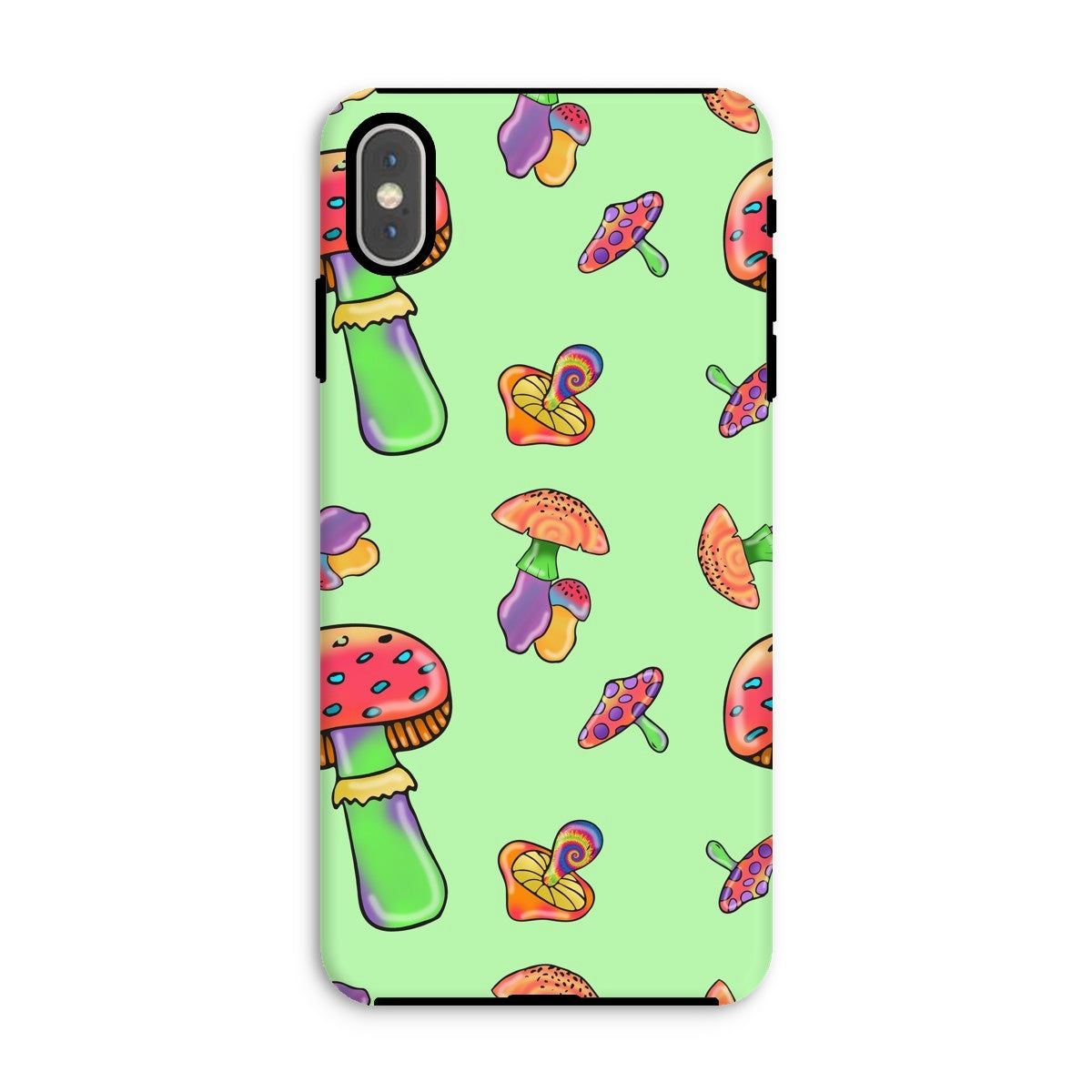 Retro Mushroom Pattern - Green Tough Phone Case