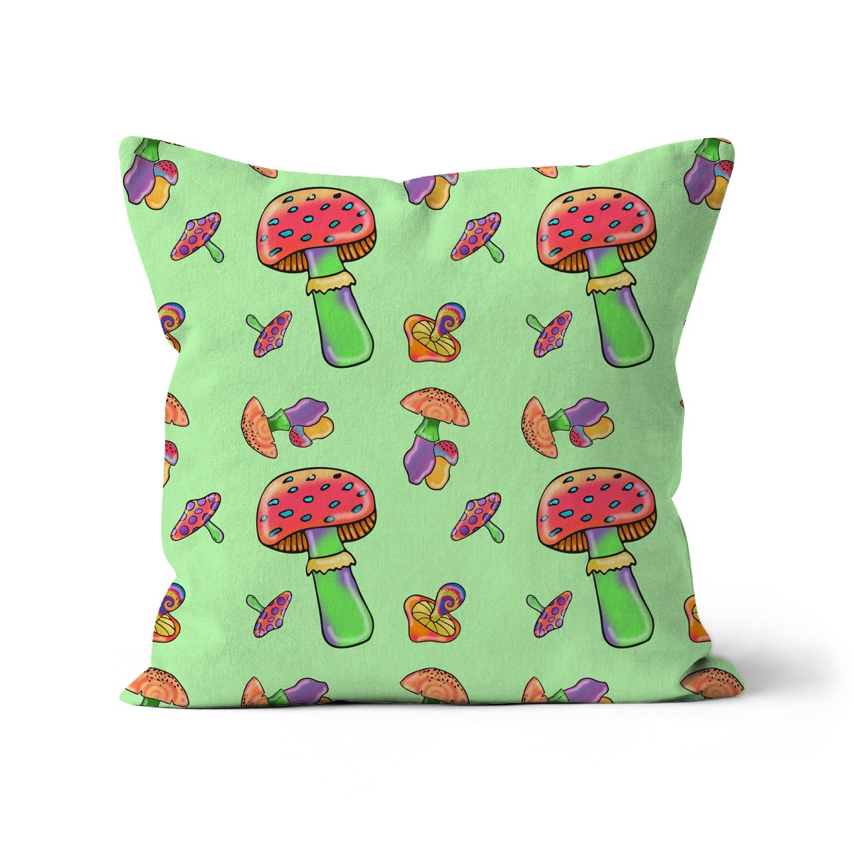 Retro Mushroom Pattern - Green Cushion