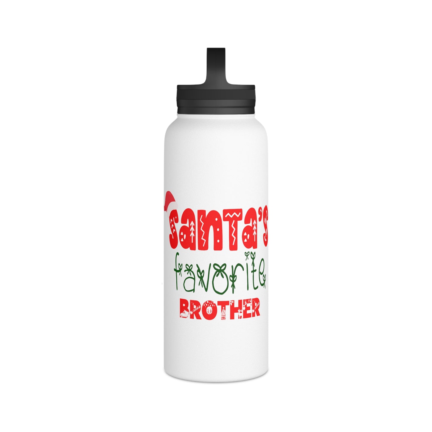 Santa's Favorite Brother Stainless Steel Water Bottle, Handle Lid