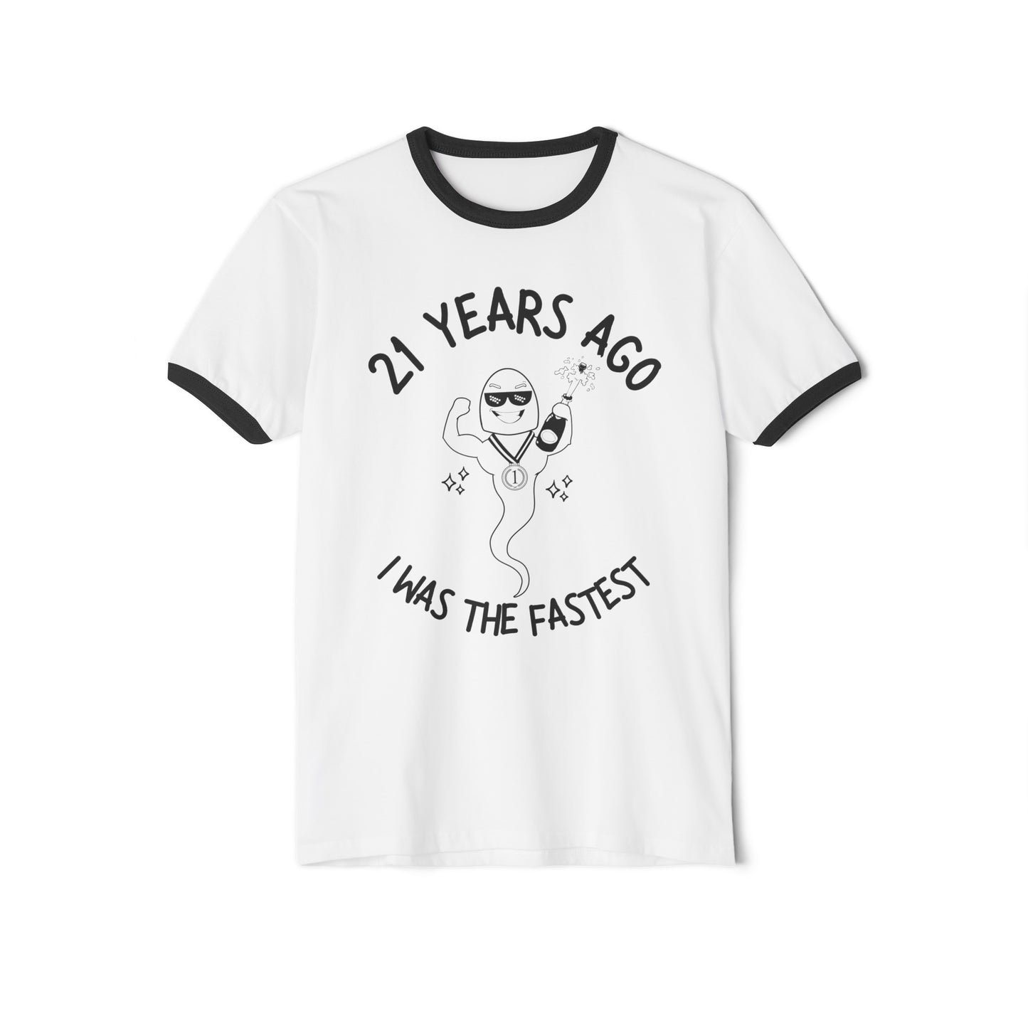 21 Years Ago I was the Fastest, 21st Birthday Tee, 21st Birthday Ringer Tee, 21st Birthday funny tee, funny 21st tee, Unisex Cotton Ringer T-Shirt