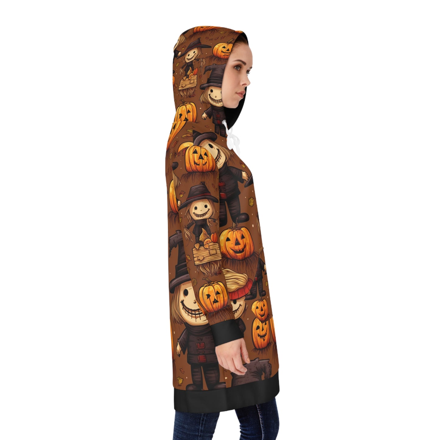 Halloween Pumpkins & Scarcrows Women's Hoodie Dress (AOP)