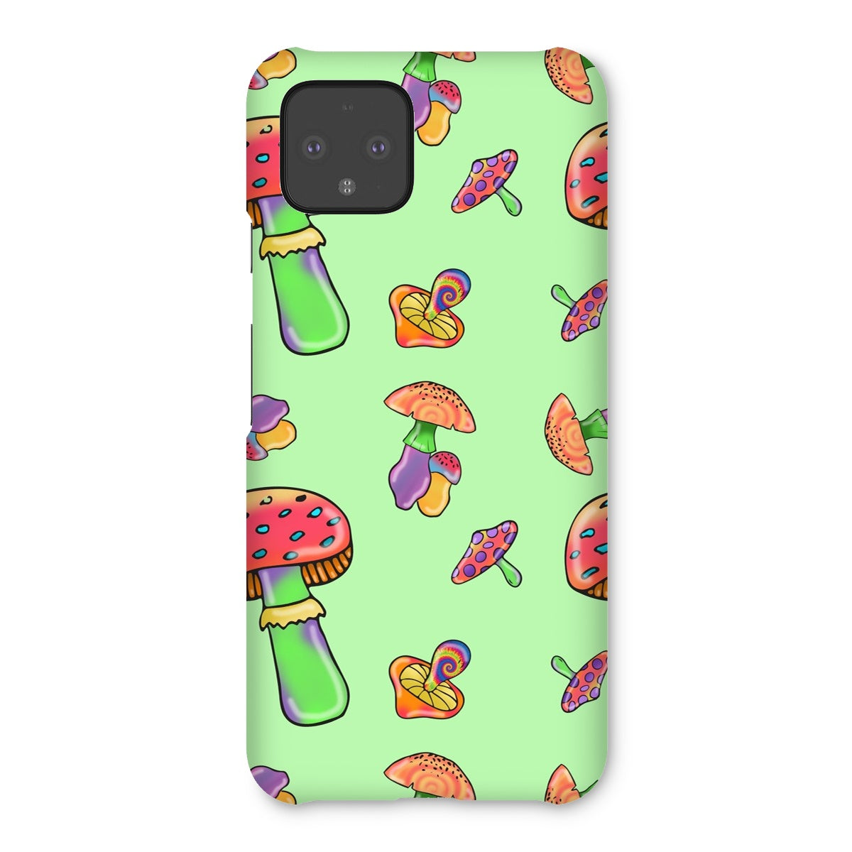 Retro Mushroom Pattern - Green Snap Phone Case