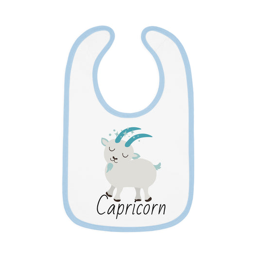 Capricorn Bib, Capricorn Baby Bib, Zodiac Sign Bib, Baby Contrast Trim Jersey Bib