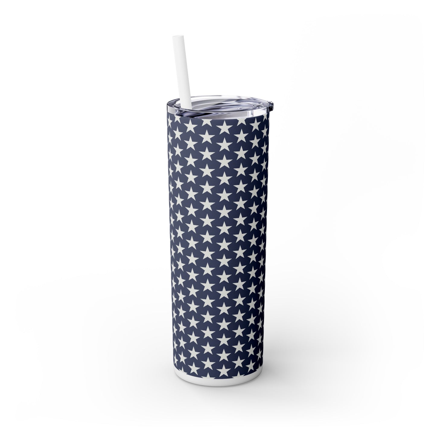 Blue Stars Americana Skinny Tumbler with Straw, 20oz