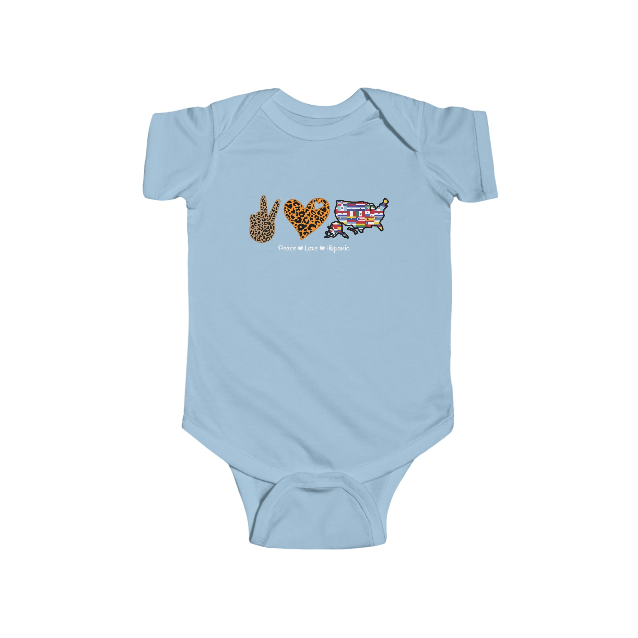 Leopard Peace, Love, Hispanic - Hispanic Heritage Month Infant  Bodysuit