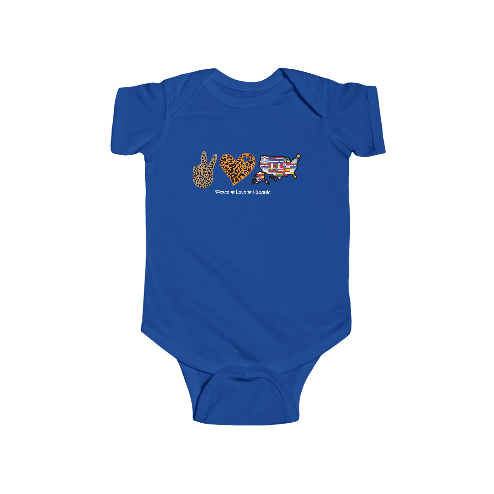 Leopard Peace, Love, Hispanic - Hispanic Heritage Month Infant  Bodysuit