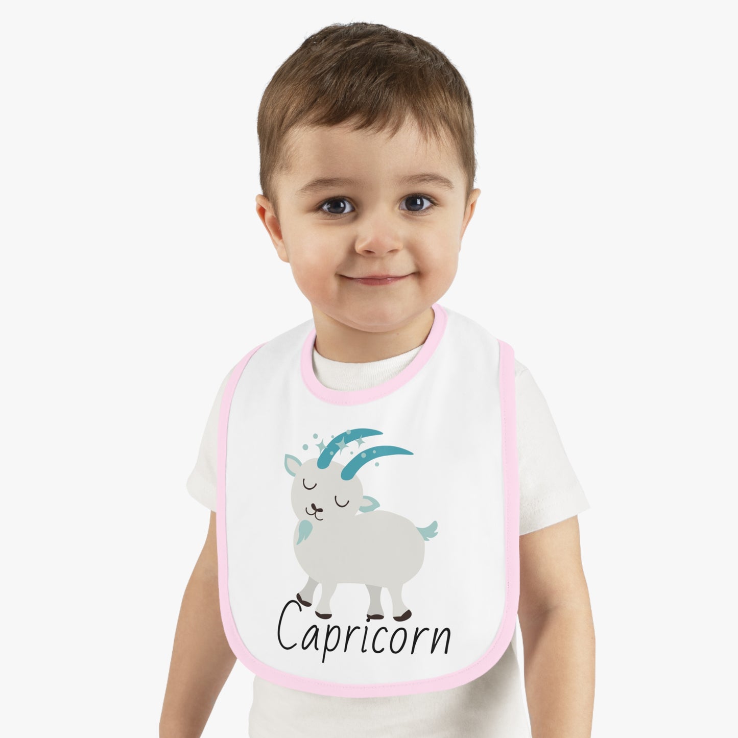 Capricorn Bib, Capricorn Baby Bib, Zodiac Sign Bib, Baby Contrast Trim Jersey Bib