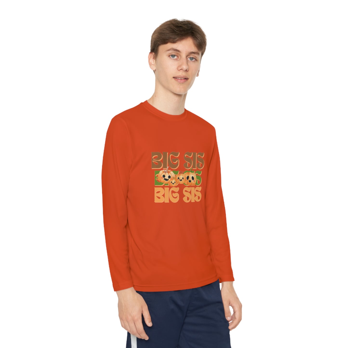 Big Sis Pumpkin Youth Long Sleeve Competitor Tee