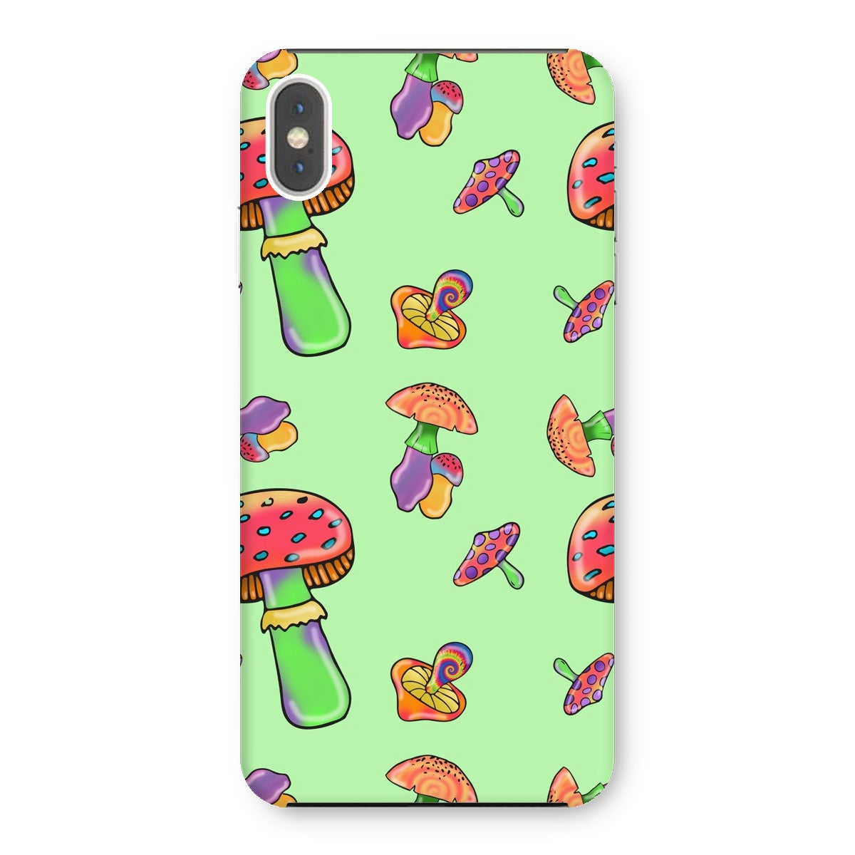 Retro Mushroom Pattern - Green Snap Phone Case