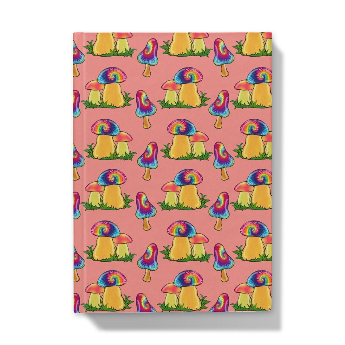 Retro Mushroom Pattern - Pink Hardback Journal