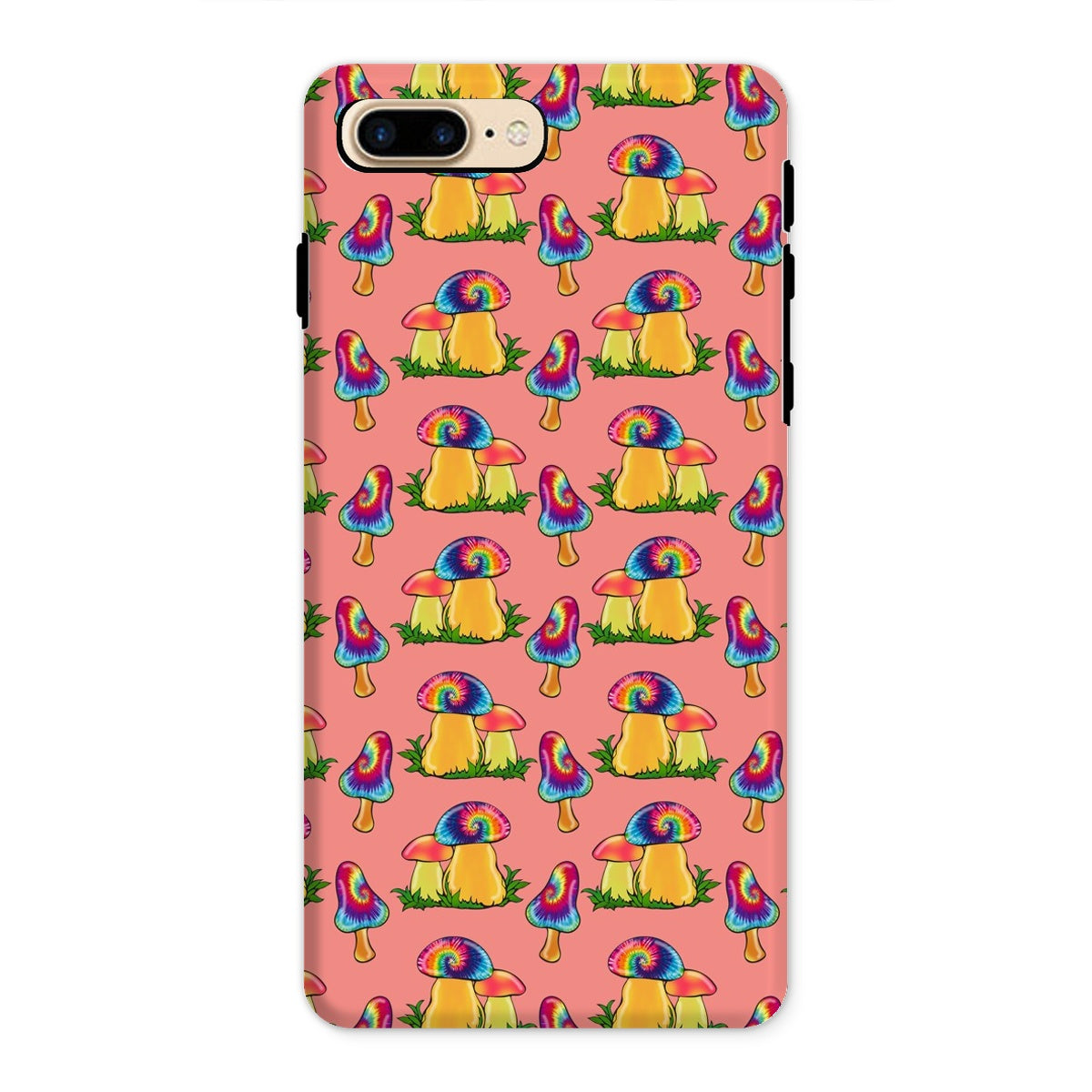 Retro Mushroom Pattern - Pink Tough Phone Case