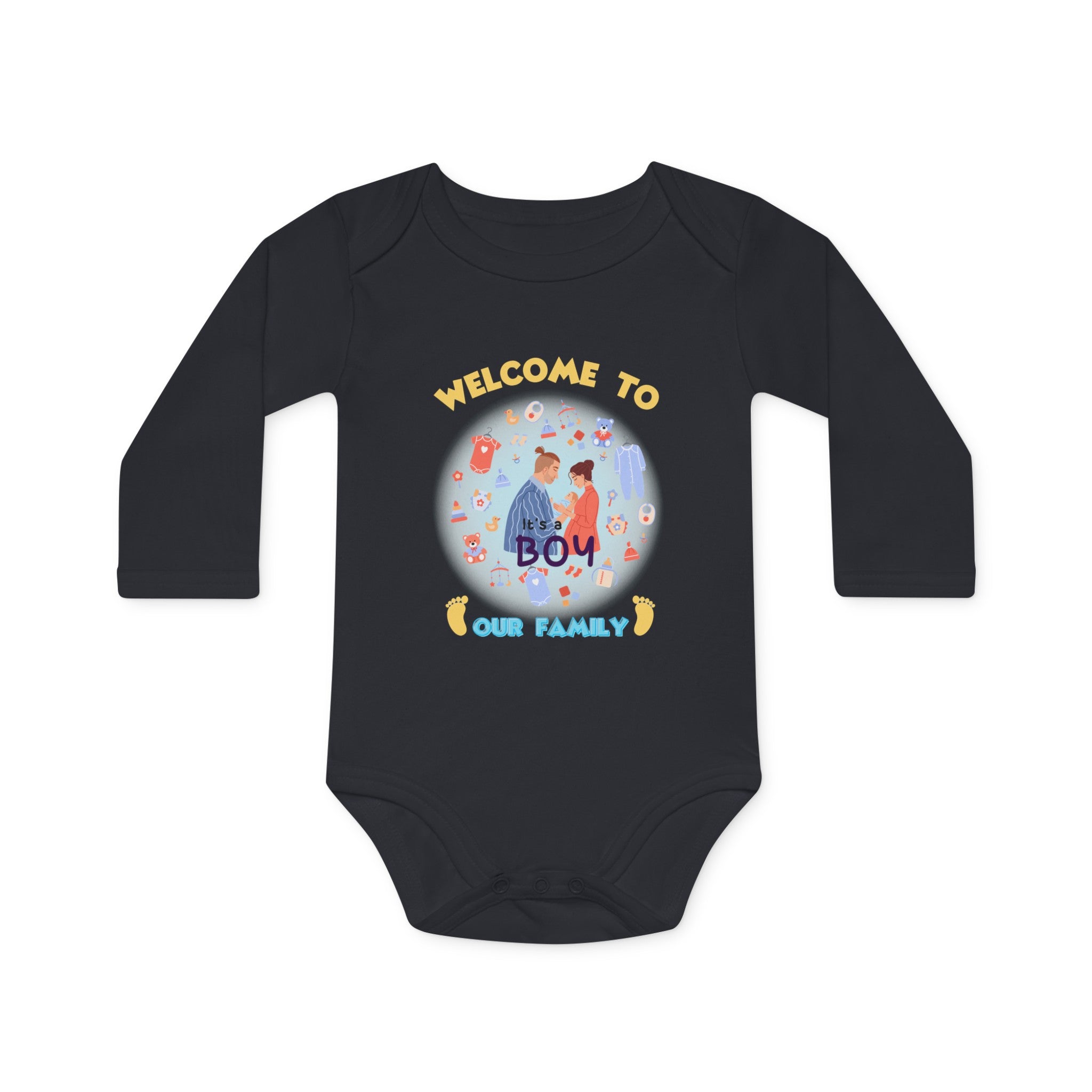 Welcome to the Family Its a Boy, Welcome to the Family Onesie, It's a Boy Onesie, Baby Long-Sleeve Organic Bodysuit