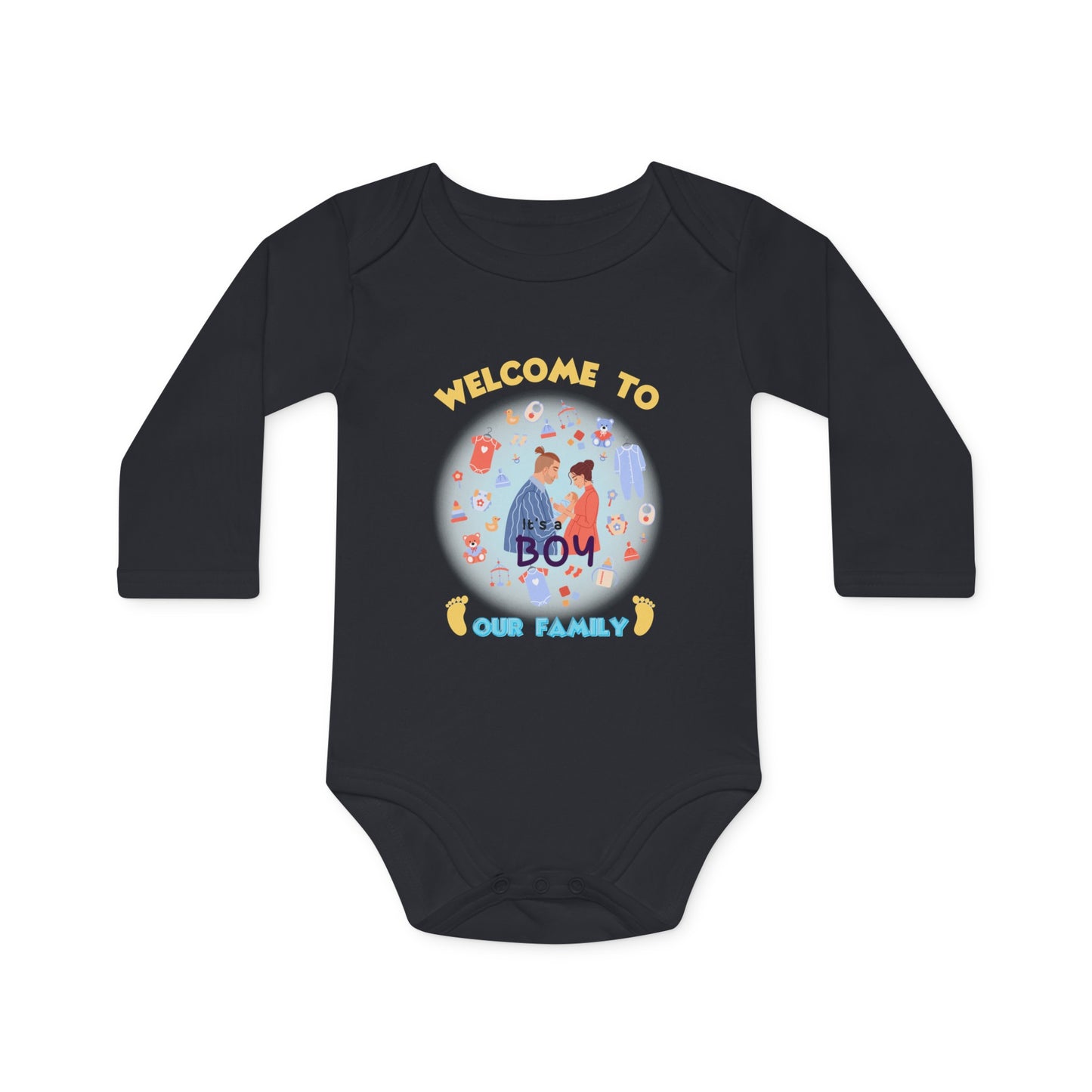 Welcome to the Family Its a Boy, Welcome to the Family Onesie, It's a Boy Onesie, Baby Long-Sleeve Organic Bodysuit