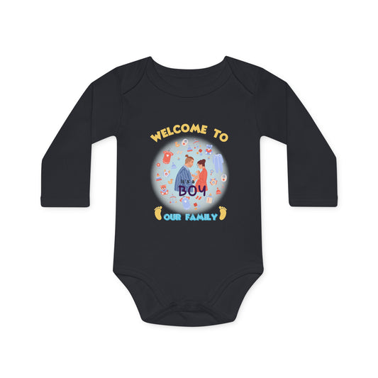 Welcome to the Family Its a Boy, Welcome to the Family Onesie, It's a Boy Onesie, Baby Long-Sleeve Organic Bodysuit