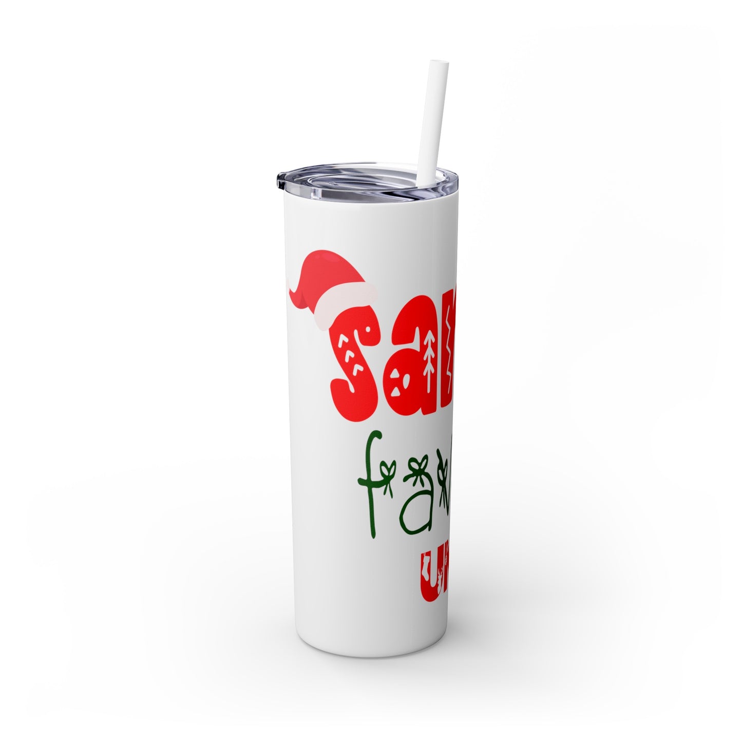 Santa's Favorite Uncle Skinny Tumbler with Straw, 20oz