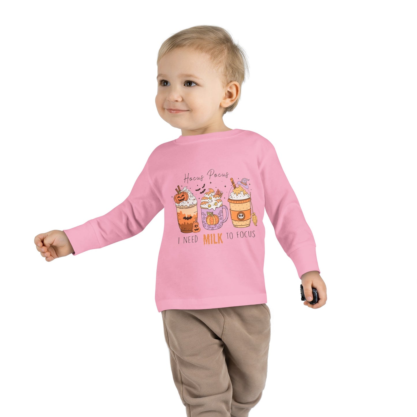 Hocus Pocus I Need Milk To Focus Toddler Long Sleeve Tee