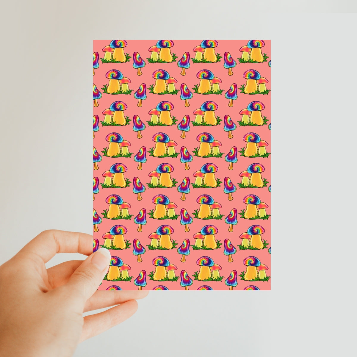 Retro Mushroom Pattern - Pink Classic Postcard