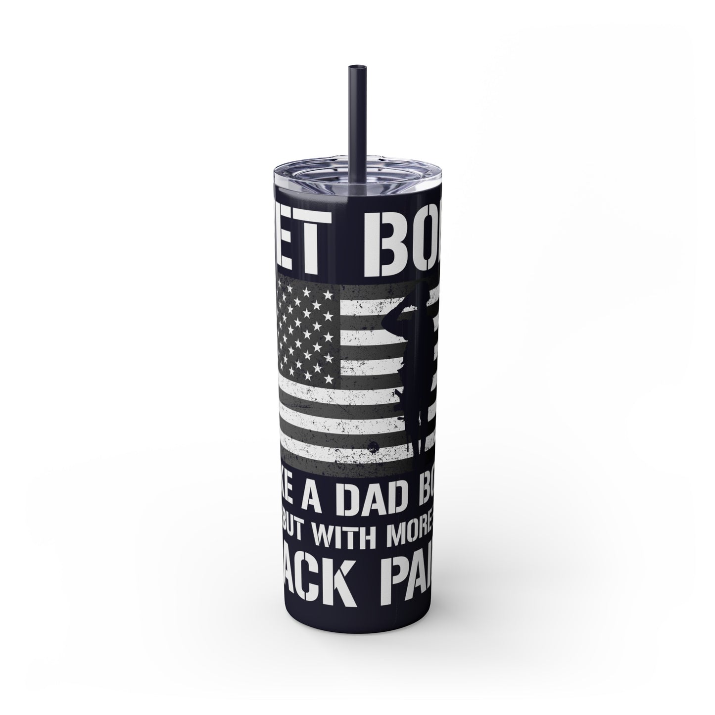 Vet Bod Like a Dad Bod But With More Back Pain Skinny Tumbler with Straw, 20oz