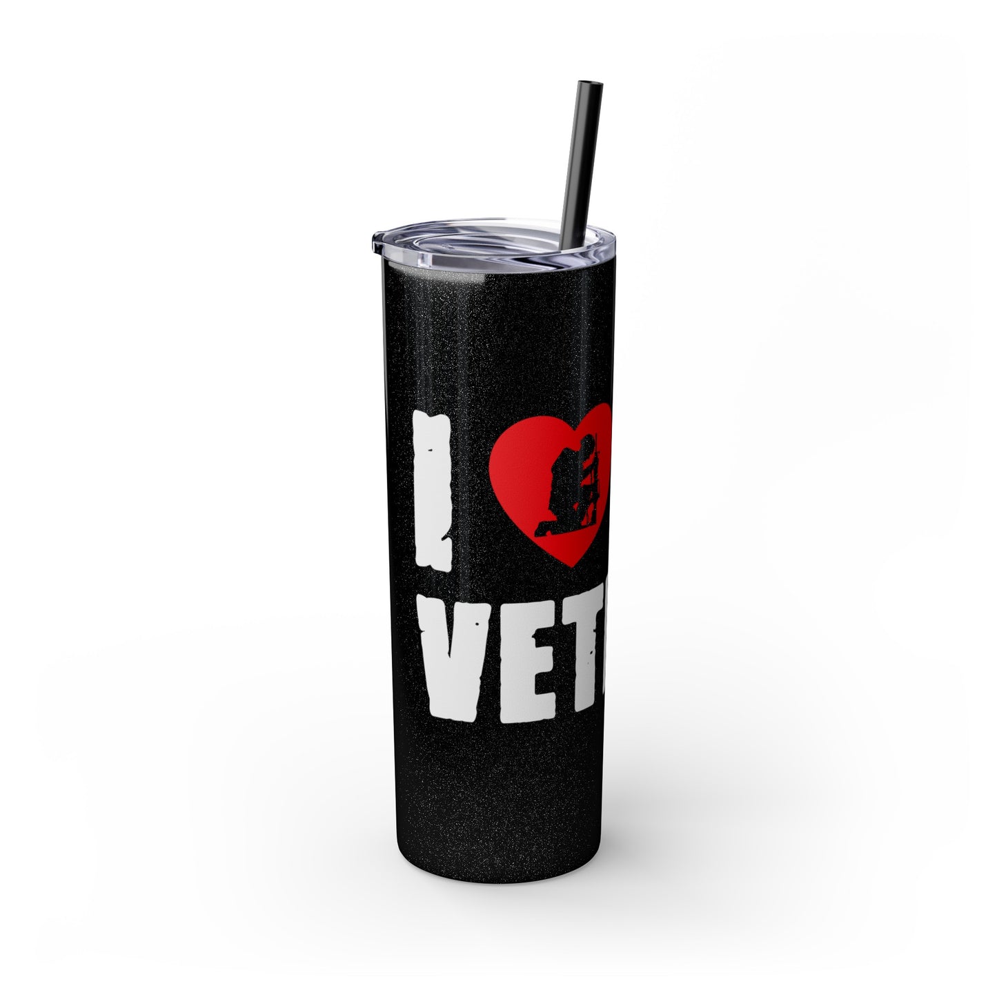 I Love My Veteran Skinny Tumbler with Straw, 20oz