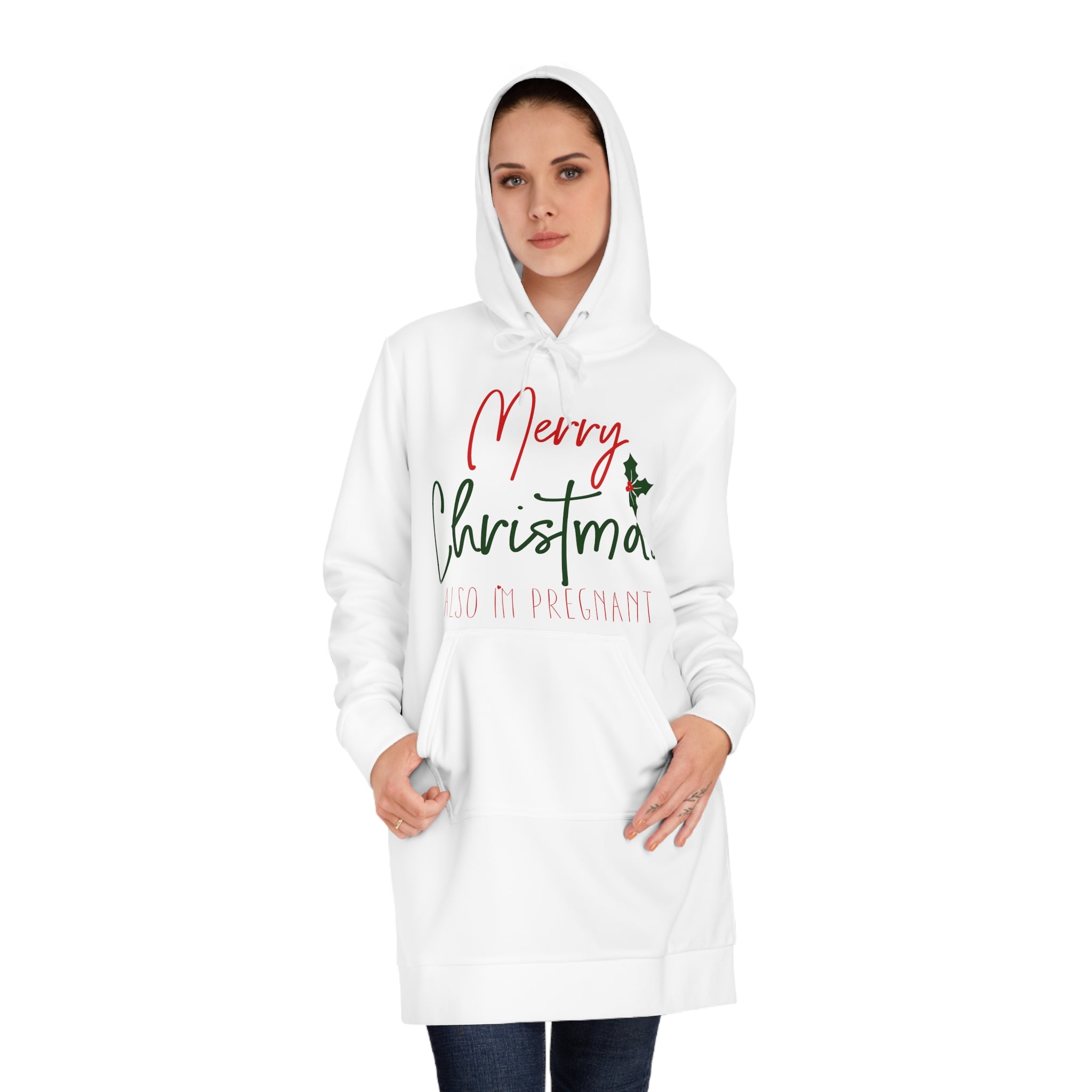 Merry Christmas - Also I'm Pregnant Women's Hoodie Dress (AOP)