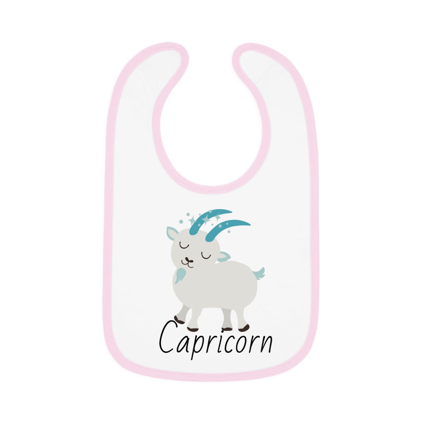 Capricorn Bib, Capricorn Baby Bib, Zodiac Sign Bib, Baby Contrast Trim Jersey Bib