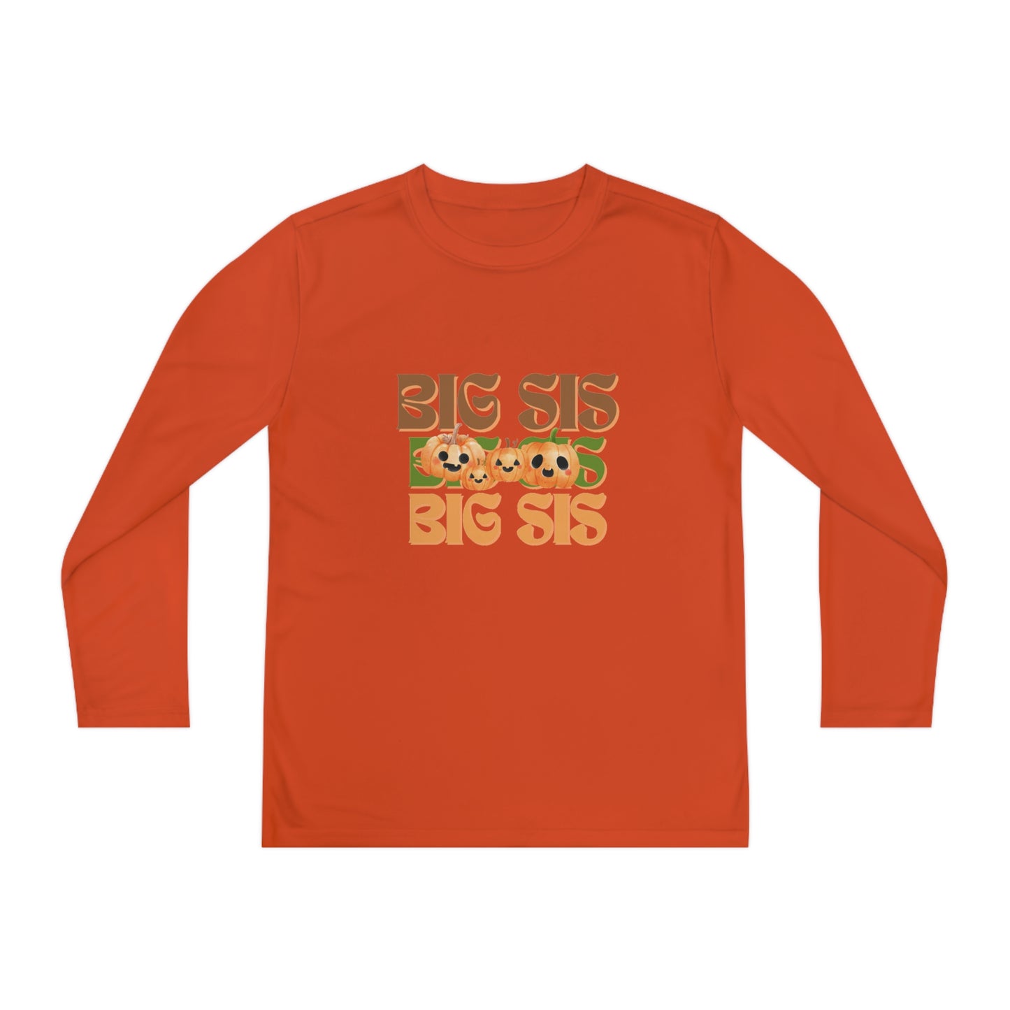 Big Sis Pumpkin Youth Long Sleeve Competitor Tee