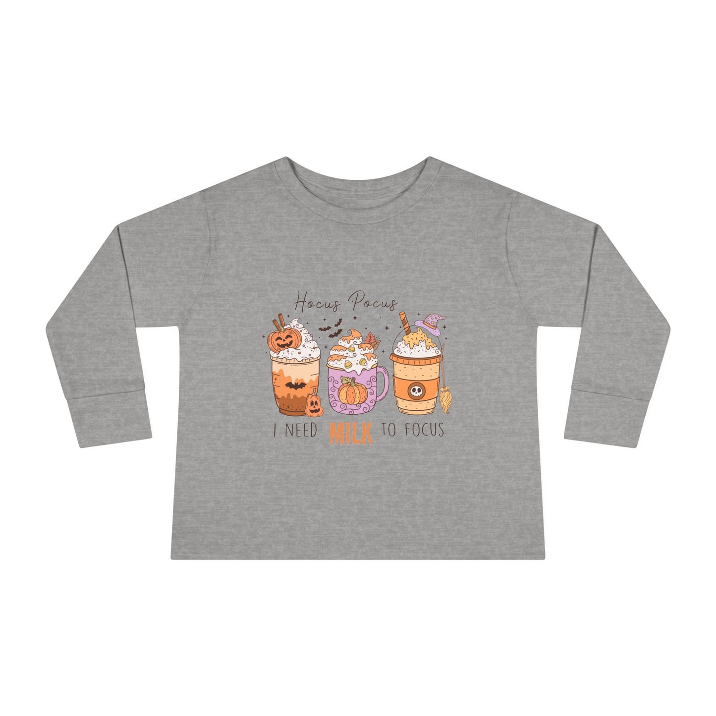 Hocus Pocus I Need Milk To Focus Toddler Long Sleeve Tee