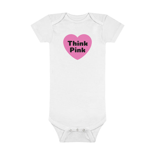 Think Pink, Think Pink Onesie, Think Pink Bodysuit, Think Pink Jumpsuit, Breast Cancer Awareness,  Baby Short Sleeve Onesie®